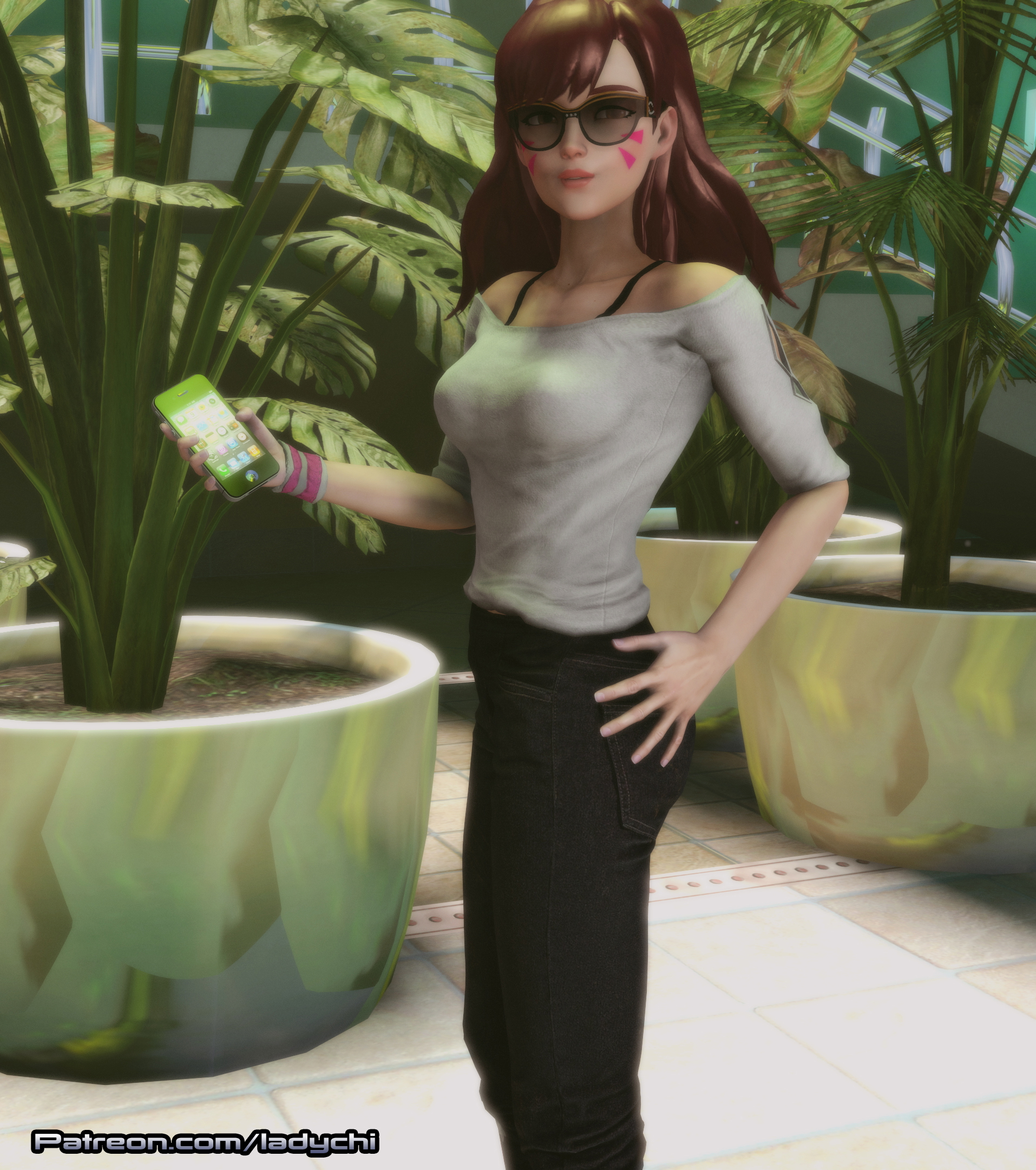 DVA posing. Overwatch Dva (overwatch) Boobs Nude Sfw Sfm Pinup Posing Iphone 4