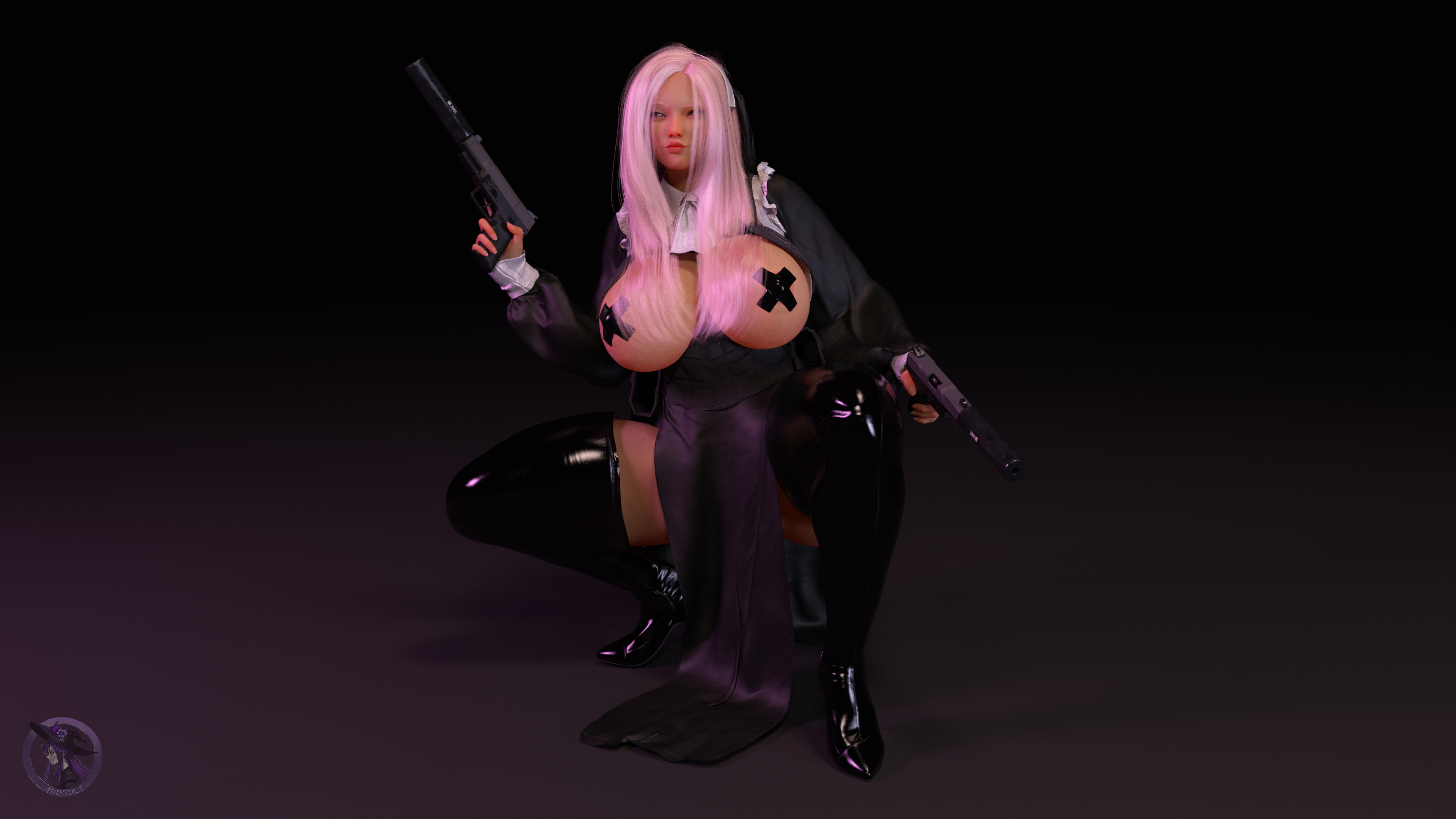 2nd Halloween  Female Nun Witch Demon Barbarian Abs Muscles Tall Huge Breasts Huge Ass Huge Cock Gun Magic Whip 10
