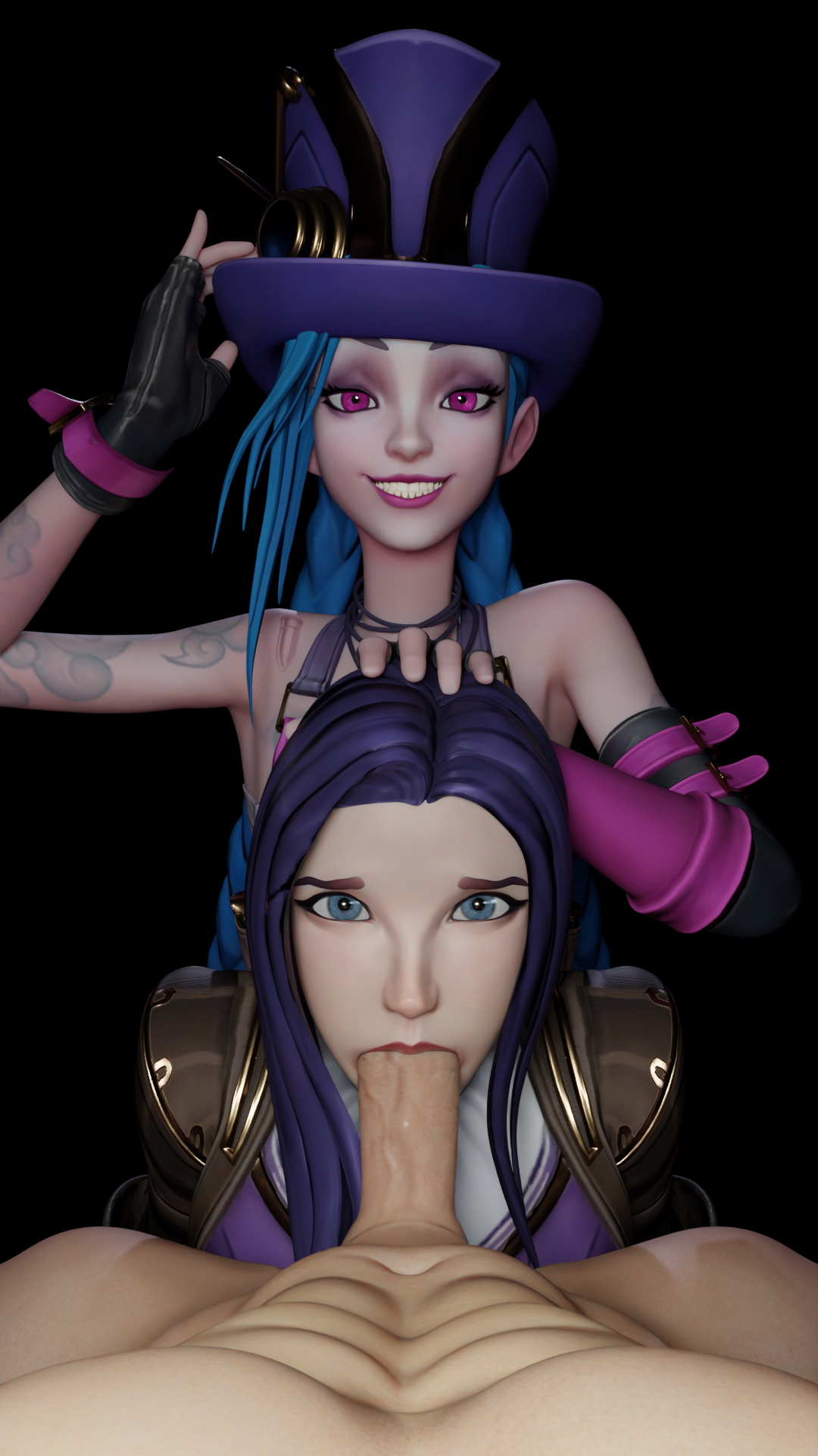 Jinx doing Jinx things. . .(within the law) League Of Legends Jynx (league Of Legends) Caitlyn (league Of Legends) Sucking Cock Fellatio Blowjob 3d Porn