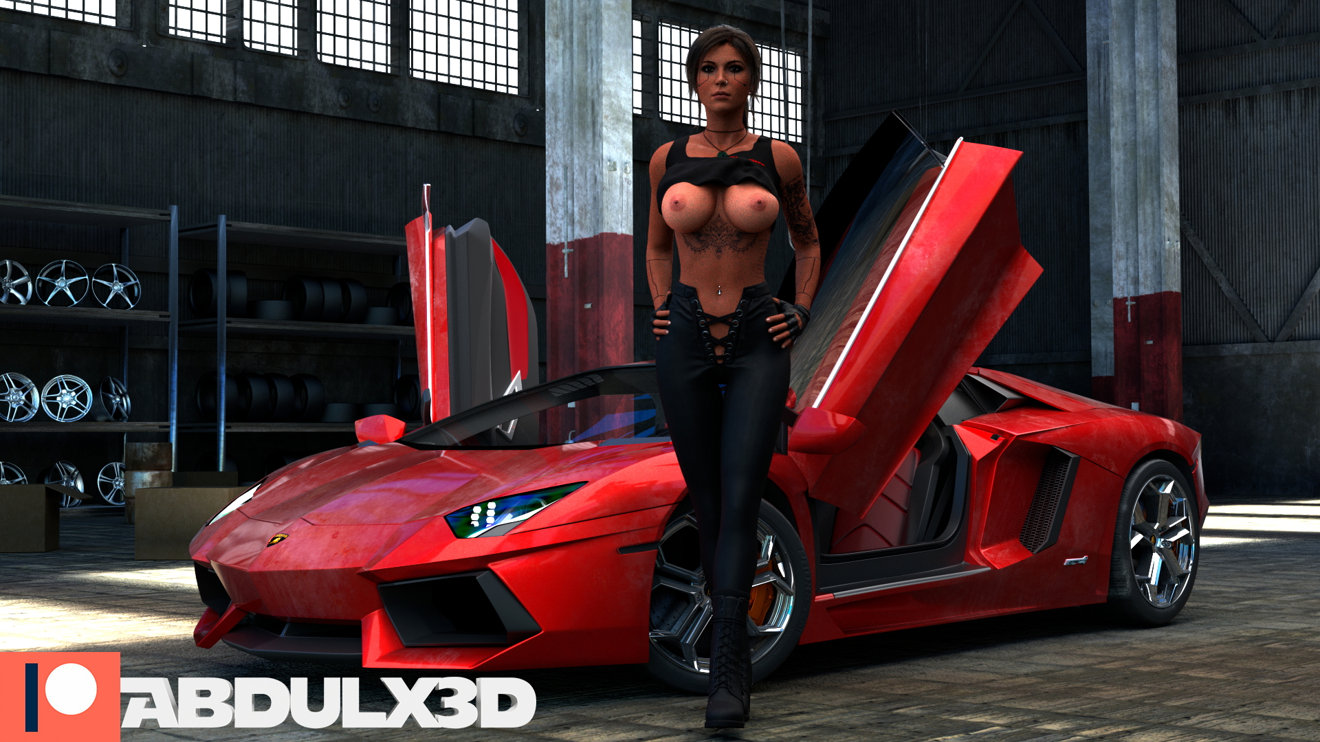 Lara and the Lambo Lara Croft Tomb Raider Rise Of The Tomb Raider Boobs Big boobs Natural Boobs 3d Porn Rule34 3d Girl