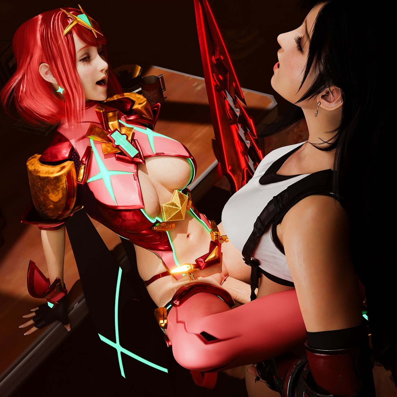 XenoFantasy: Tifa x Pyra Pyra Tifa Lockhart Xenoblade Chronicles 2 Final Fantasy Final Fantasy 7 Remake Vaginal Bunny Suit Lingerie