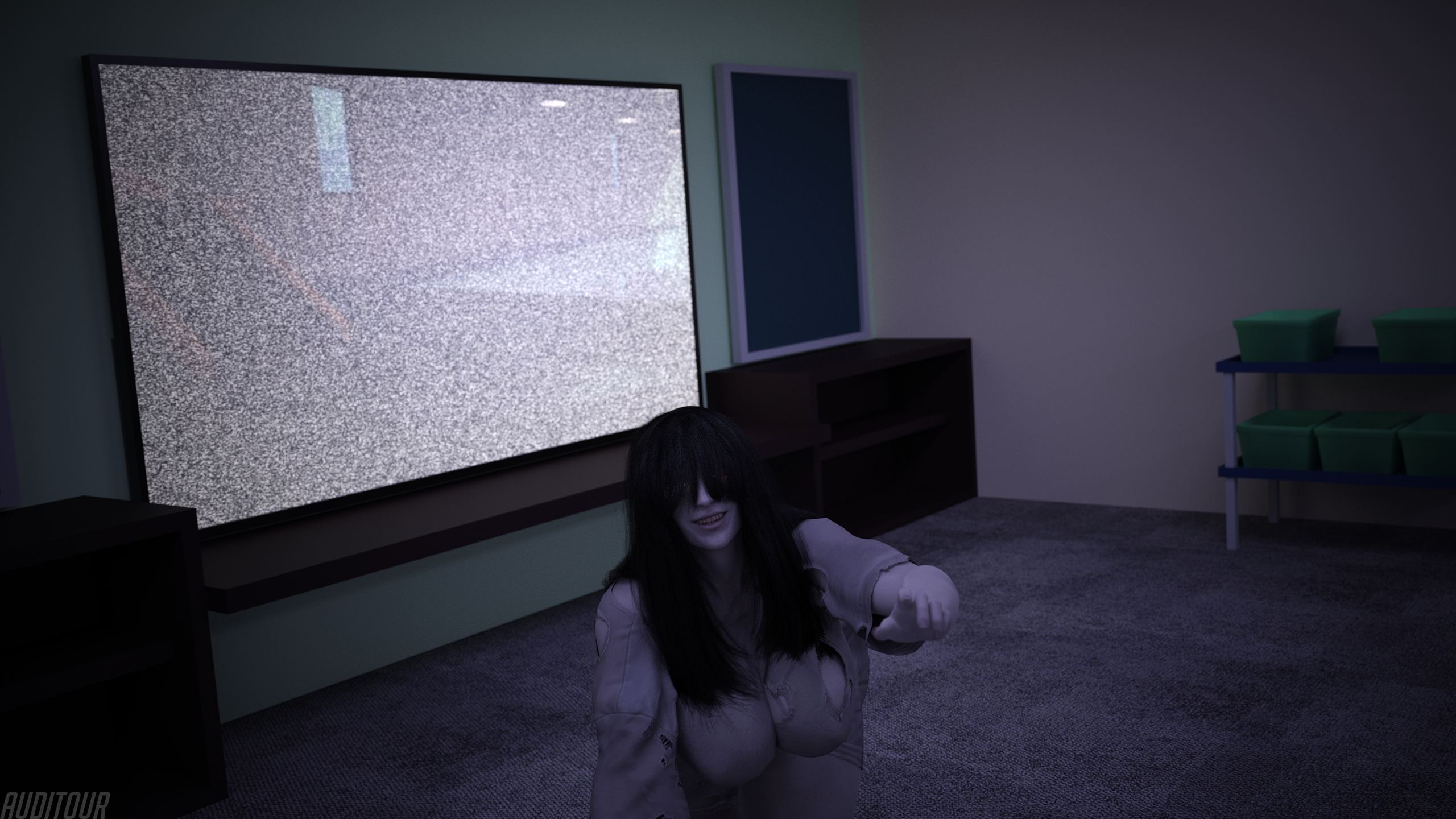 Haunted Prologue: Iris Night Watcher D'ark Ghost College Night Huge Breasts Huge Ass Glowing Monster Abs Muscles Tall Solo Female 3