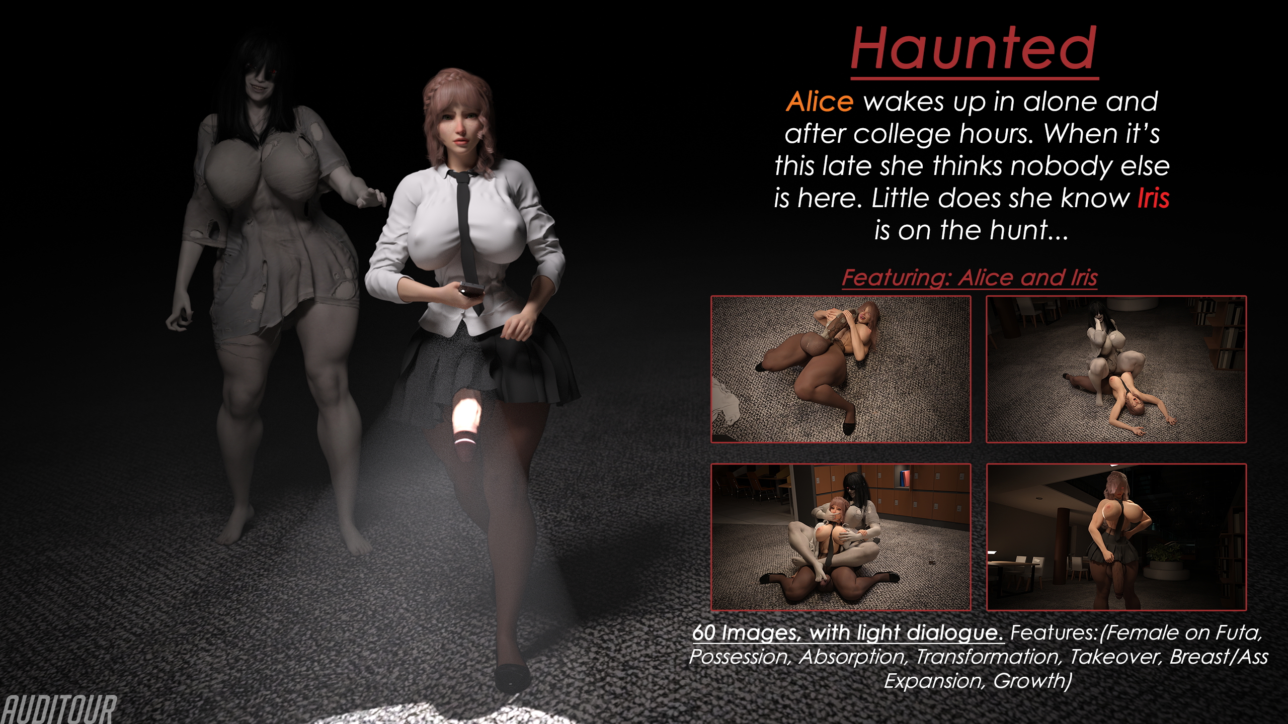 Haunted Alice Tall Female Futa Ghost Monster Possession Sex Vore Abs Muscles Growth Huge Breasts Huge Cock Huge Ass Night Size Difference Ass Expansion Breast Expansion Transformation College