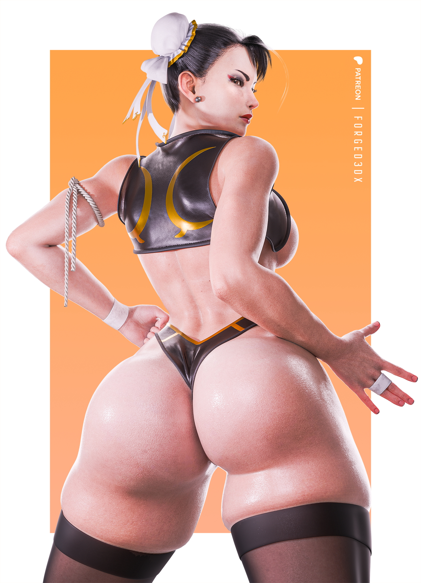 Thicc Chun-Li from Streetfighter wearing Black