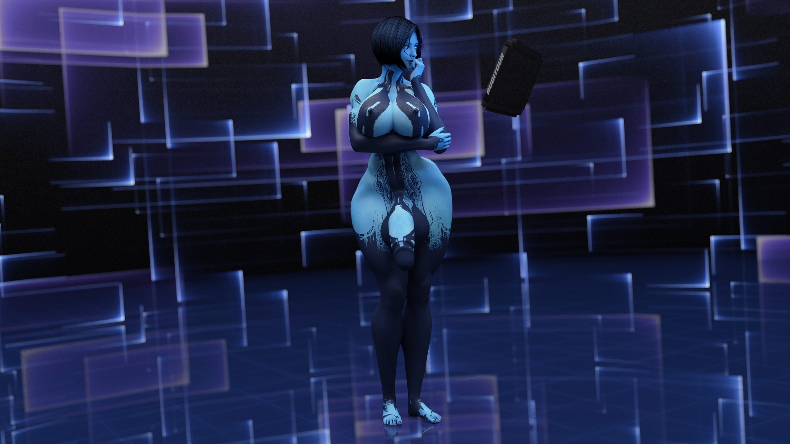 Cortana Experimental Growth: Package Injection Cortana Halo Futa Solo Huge Breasts Huge Ass Huge Cock Abs Muscles Tall