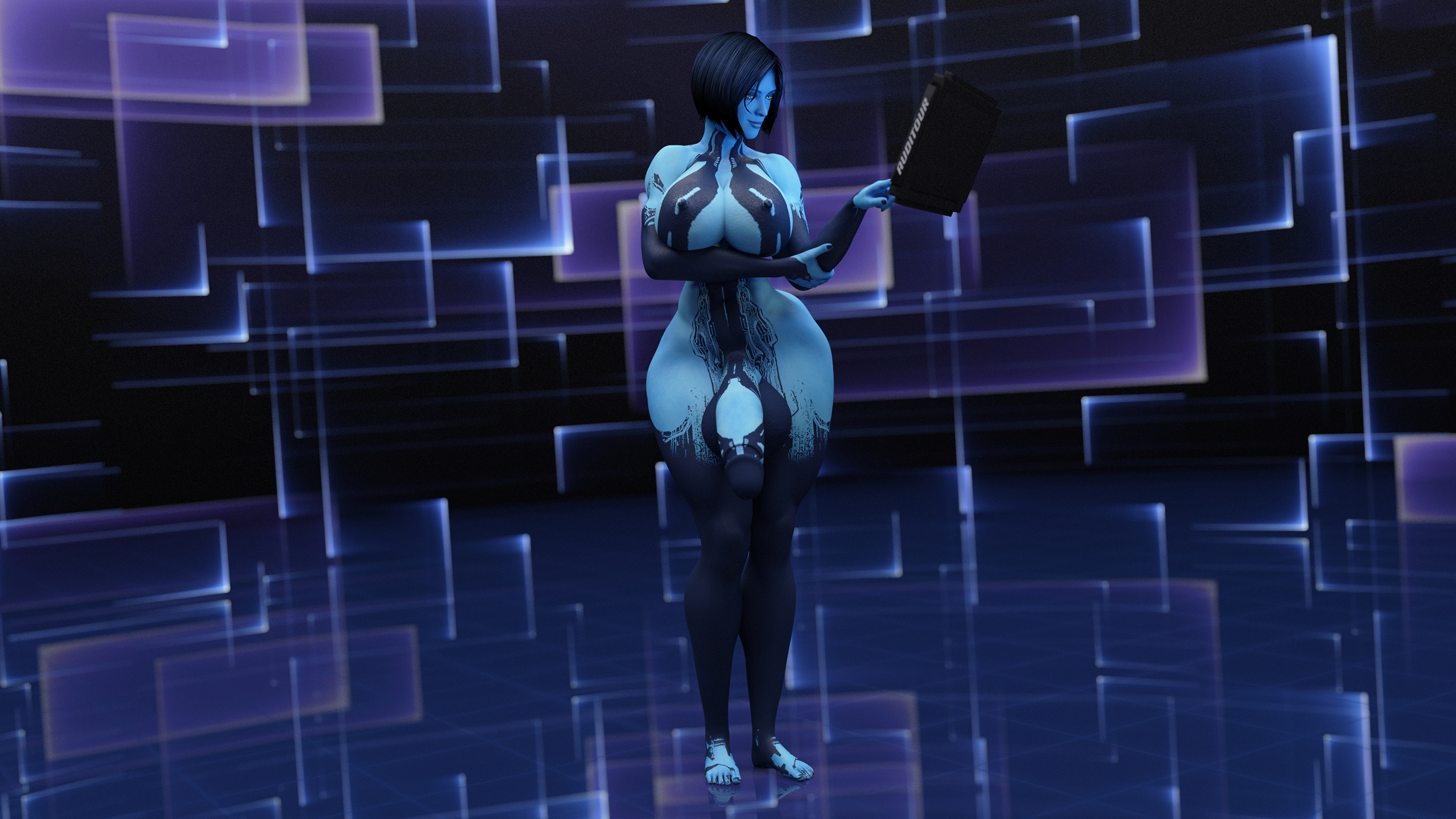 Cortana Experimental Growth: Package Injection Cortana Halo Futa Solo Huge Breasts Huge Ass Huge Cock Abs Muscles Tall 2