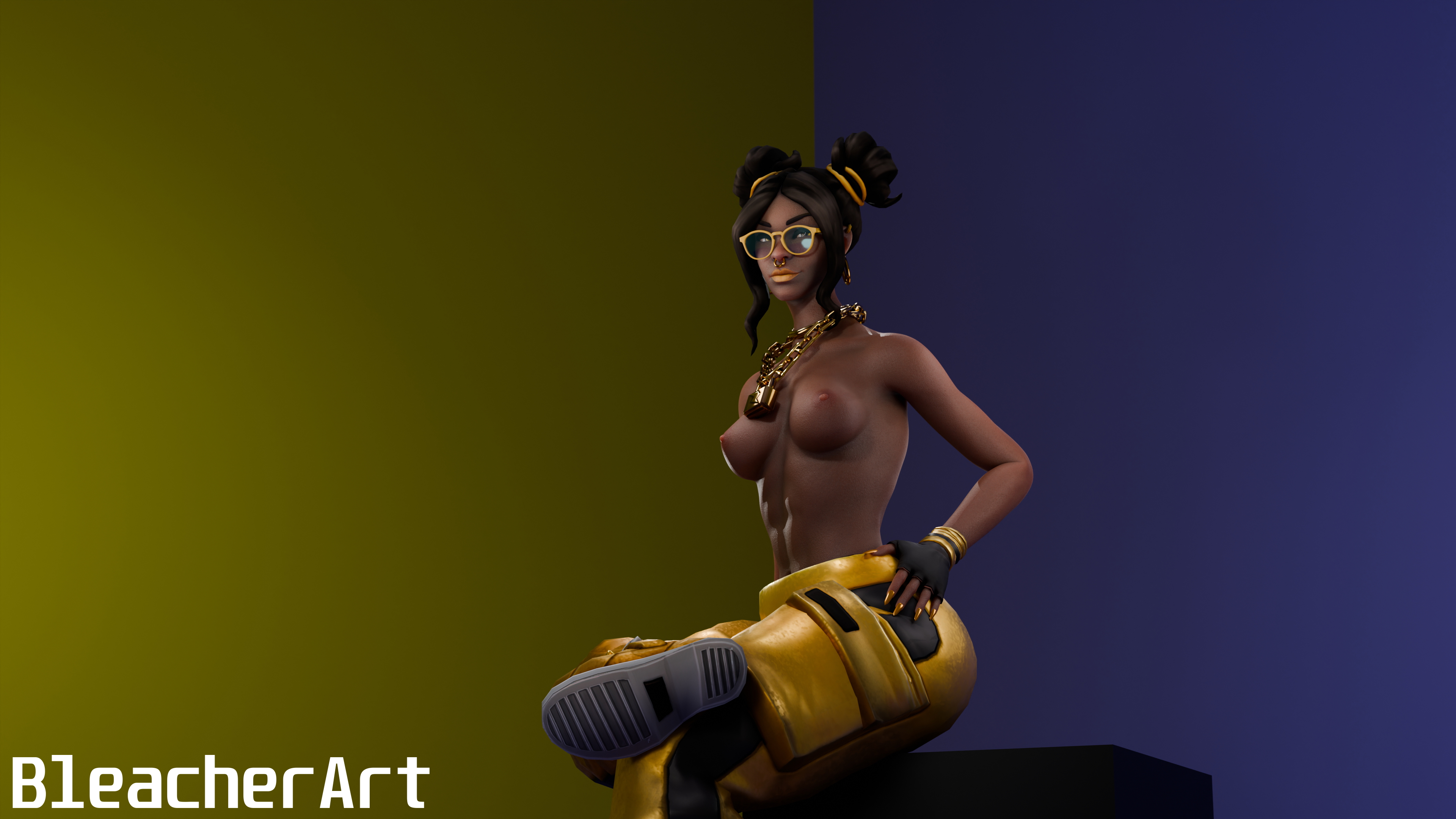 Luxe (fortnite) showing off Luxe (fortnite) Fortnite Dark Skin Female Black Hair 3d Porn