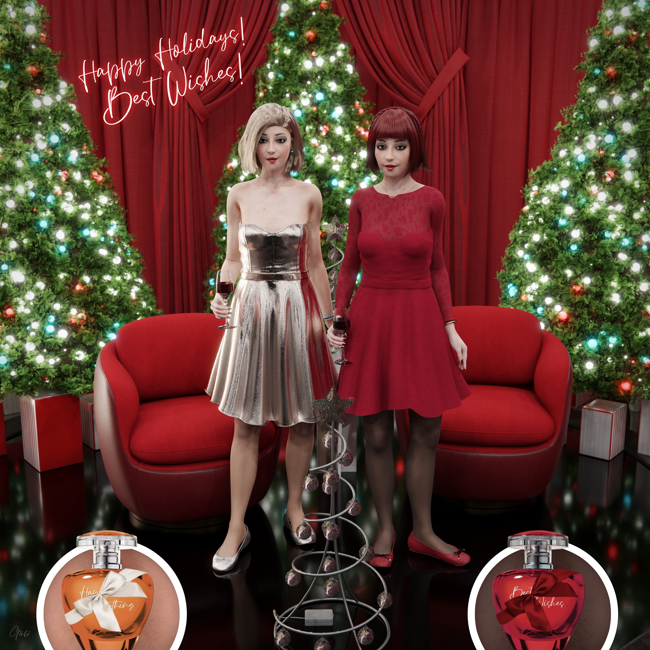 Happy Holidays  Best Wishes!  Holiday Xmas Erotic Tease Cosplay Clothed Naked Hairy Pussy No Panties Pantyhose Milf Red Hair Silver Hair Standing Party Dress Upskirt Original Character Sexy Natural Boobs Natural Tits Legs Photoshoot 9