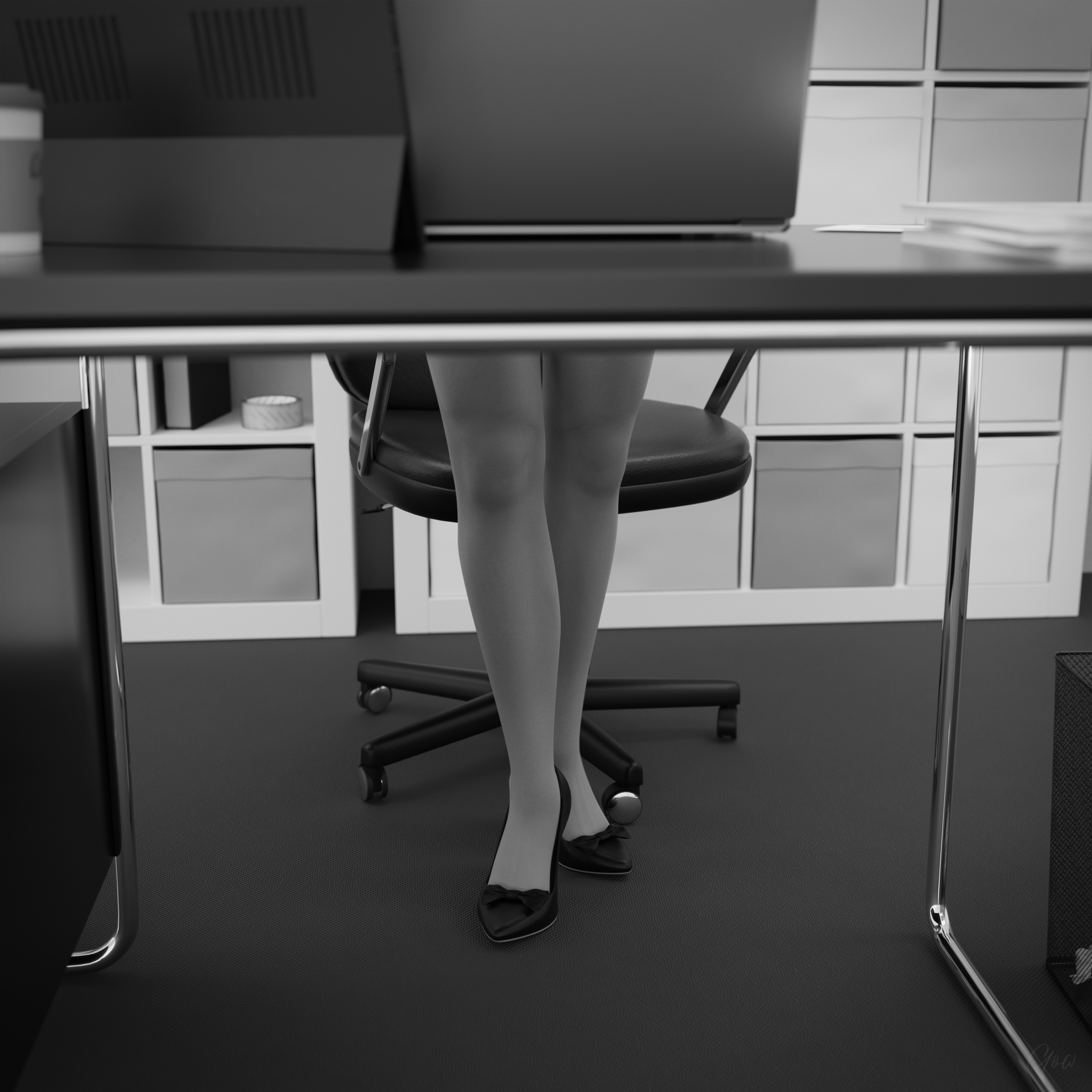 High Contrast Office tease - Part 1   Milf Sexy Brunette Office_lady Office Tease Skirt Upskirt Spread Legs Standing Black And White Pantyhose High Heels Clothed Partially_clothed Long Legs Secretary Desk Wet Pussy No Panties Hairy Pussy Glasses 7