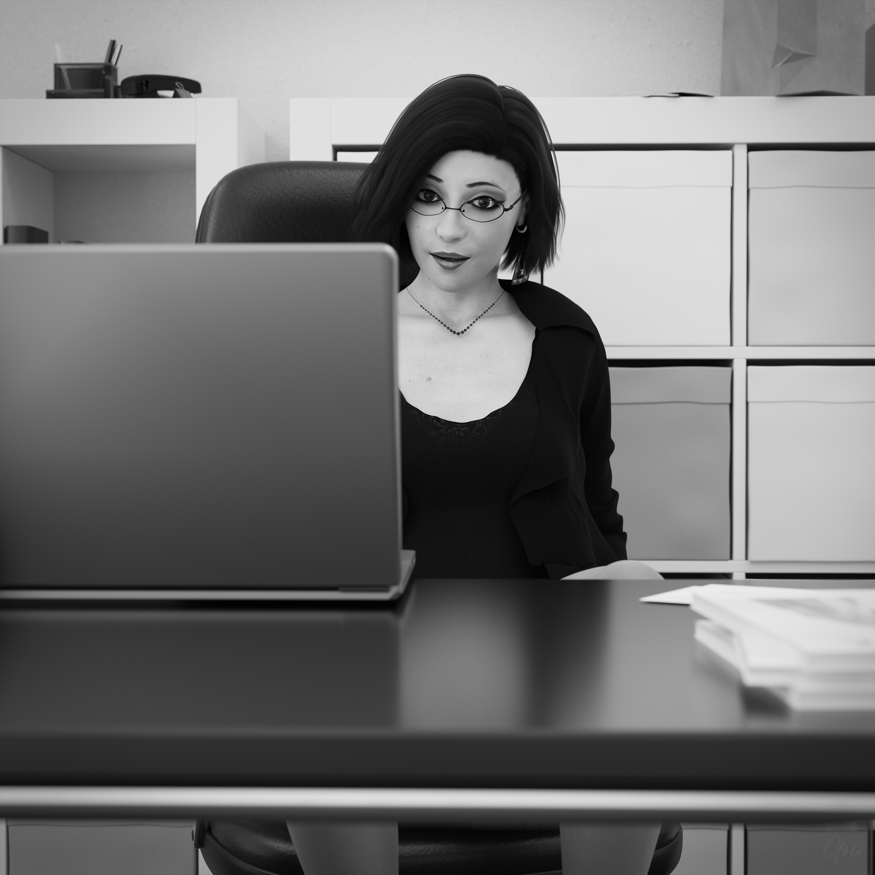 High Contrast Office tease - Part 1   Milf Sexy Brunette Office_lady Office Tease Skirt Upskirt Spread Legs Standing Black And White Pantyhose High Heels Clothed Partially_clothed Long Legs Secretary Desk Wet Pussy No Panties Hairy Pussy Glasses 11