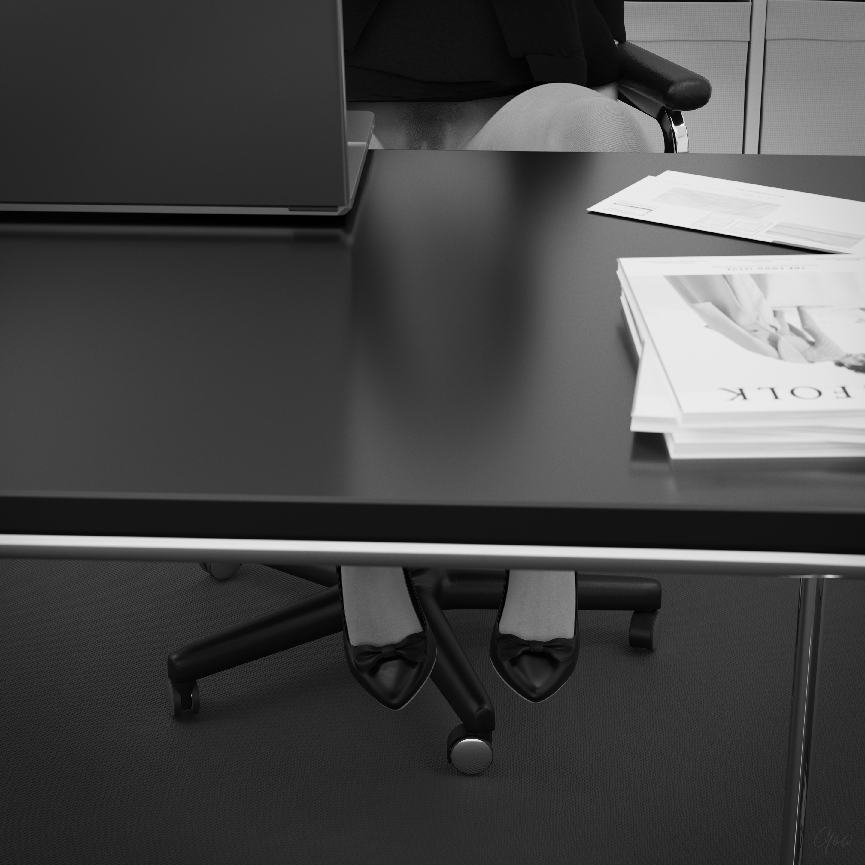 High Contrast Office tease - Part 1   Milf Sexy Brunette Office_lady Office Tease Skirt Upskirt Spread Legs Standing Black And White Pantyhose High Heels Clothed Partially_clothed Long Legs Secretary Desk Wet Pussy No Panties Hairy Pussy Glasses 12