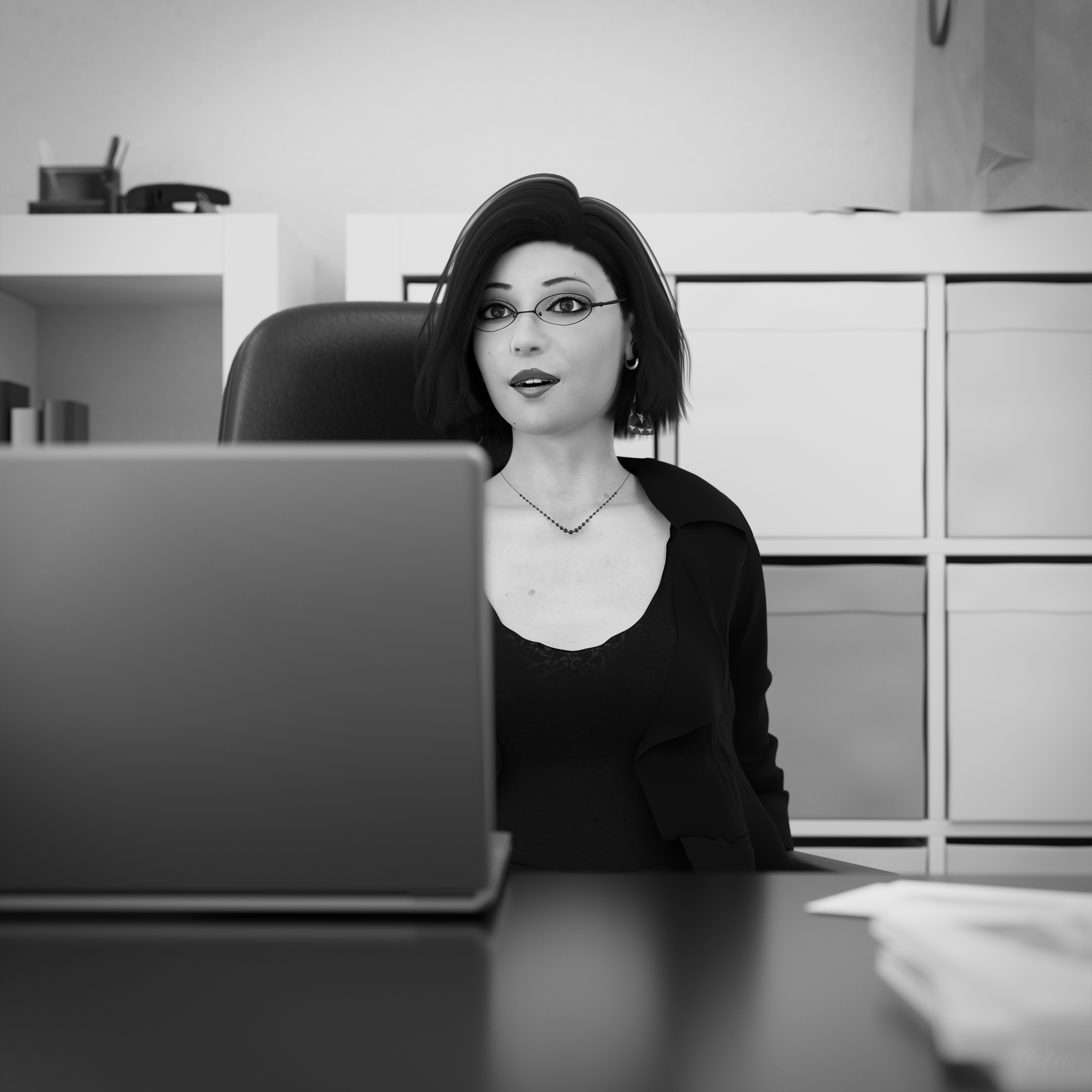High Contrast Office tease - Part 1   Milf Sexy Brunette Office_lady Office Tease Skirt Upskirt Spread Legs Standing Black And White Pantyhose High Heels Clothed Partially_clothed Long Legs Secretary Desk Wet Pussy No Panties Hairy Pussy Glasses 15
