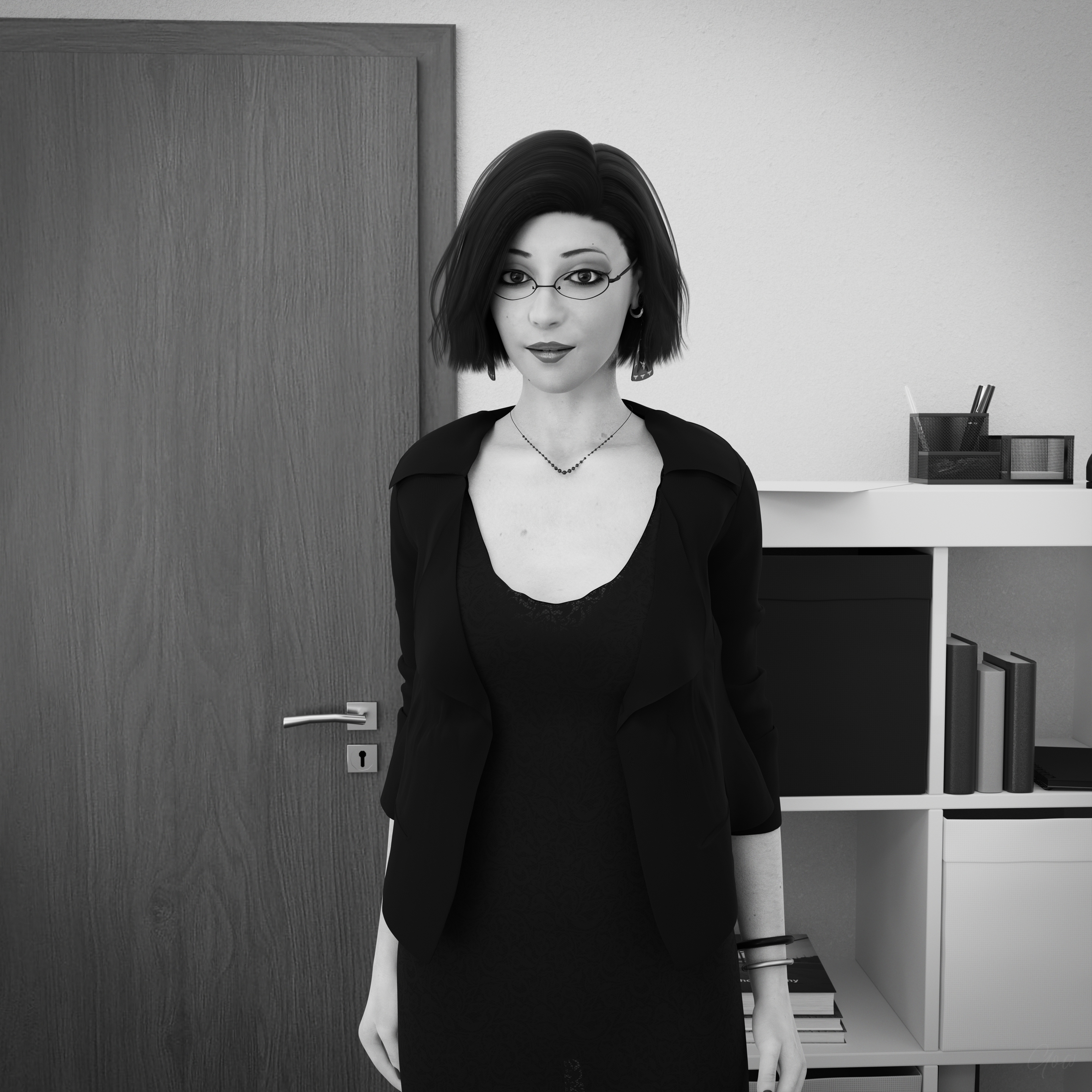 High Contrast Office tease - Part 1   Milf Sexy Brunette Office_lady Office Tease Skirt Upskirt Spread Legs Standing Black And White Pantyhose High Heels Clothed Partially_clothed Long Legs Secretary Desk Wet Pussy No Panties Hairy Pussy Glasses 19