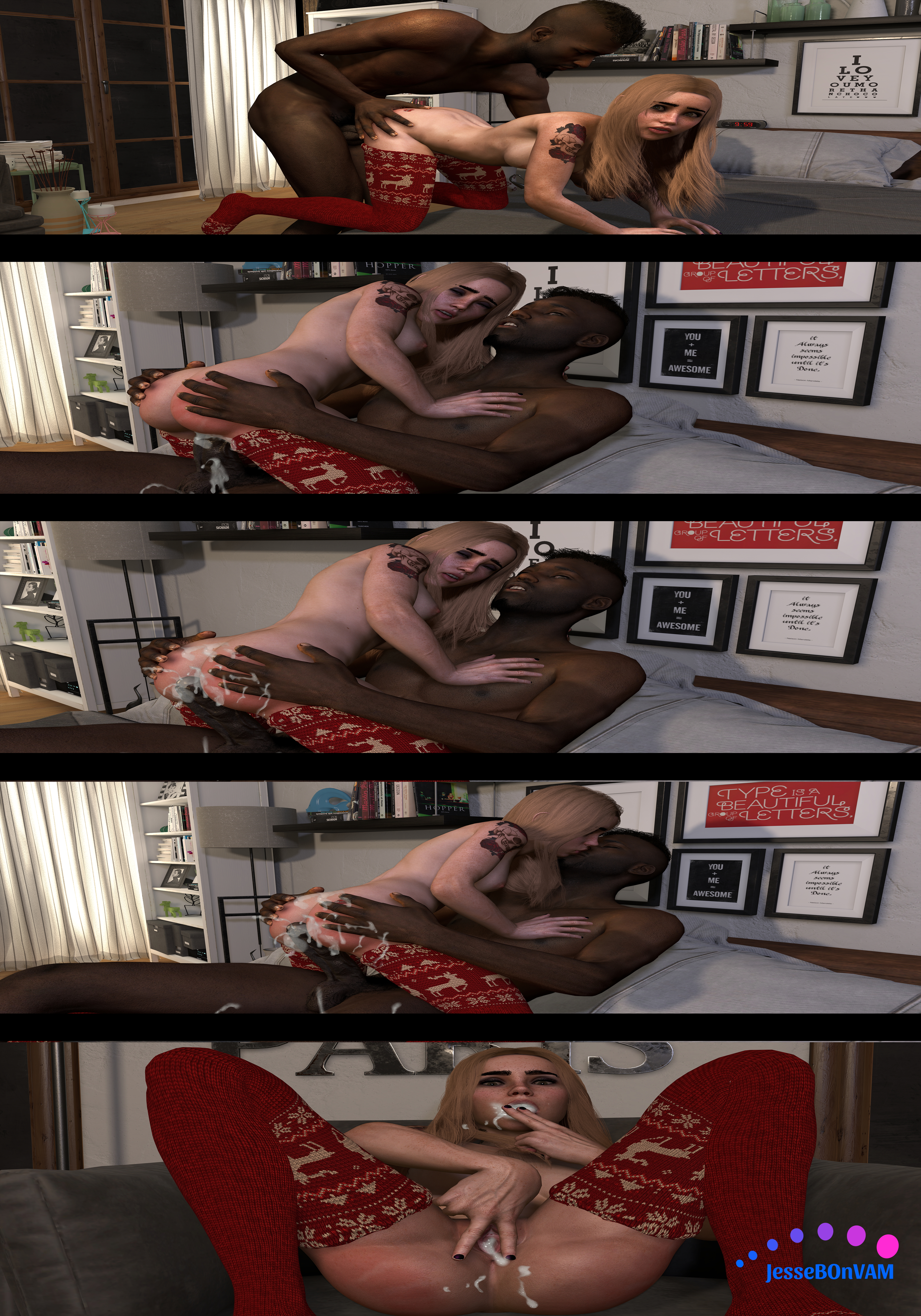 Tariah and Jesse are having a hot Christmas sex together which ends in a creampie.