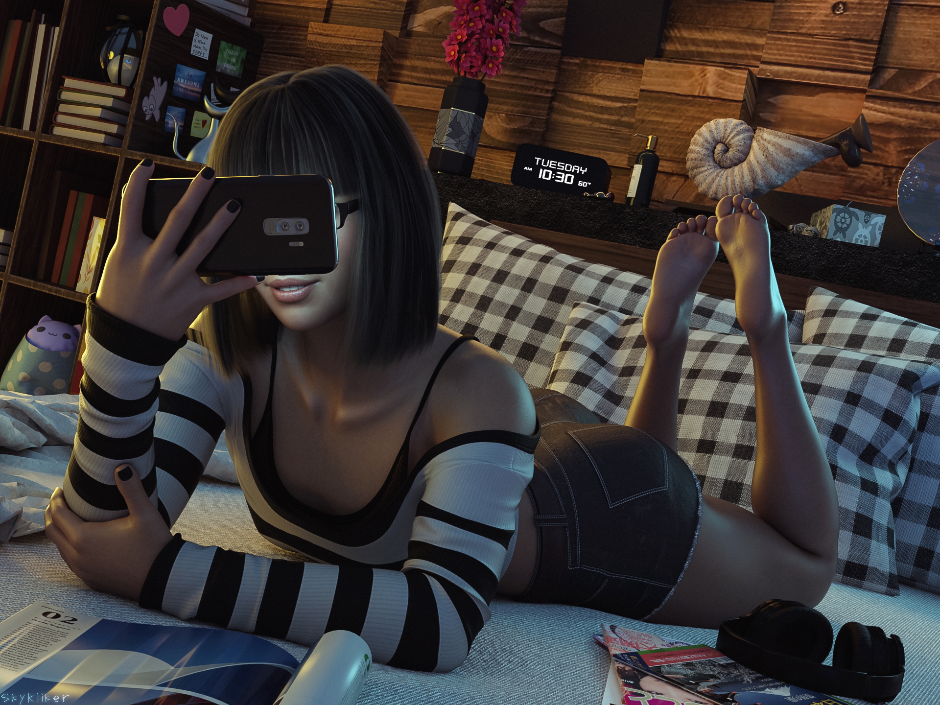 The pose Original Alice Femboy Trap Solo Original Character Feet Soles Barefoot