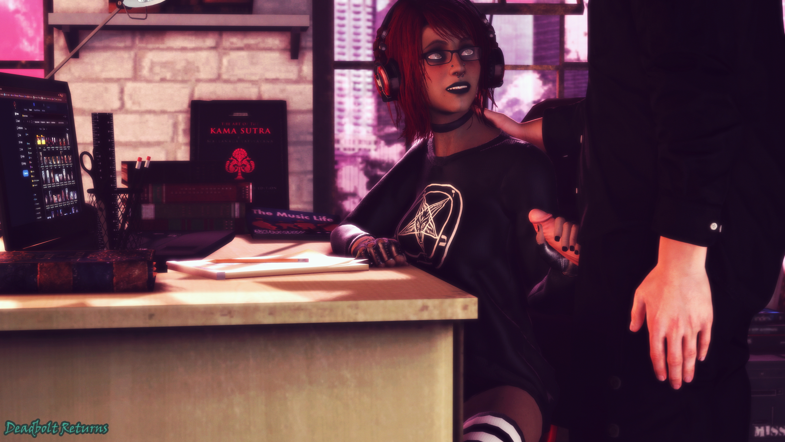 Goth Lofi Girl Heather Morrison Gets Freaky  Heather Morrison Sextape In Hell Original Character Original Series Nsfw Sfm Source Filmmaker 3d Porn 3dnsfw Big Tittied Goth Girlfriend Blowjob Handjob Cunnilingus Standing Doggy Desk Standing Sex 2