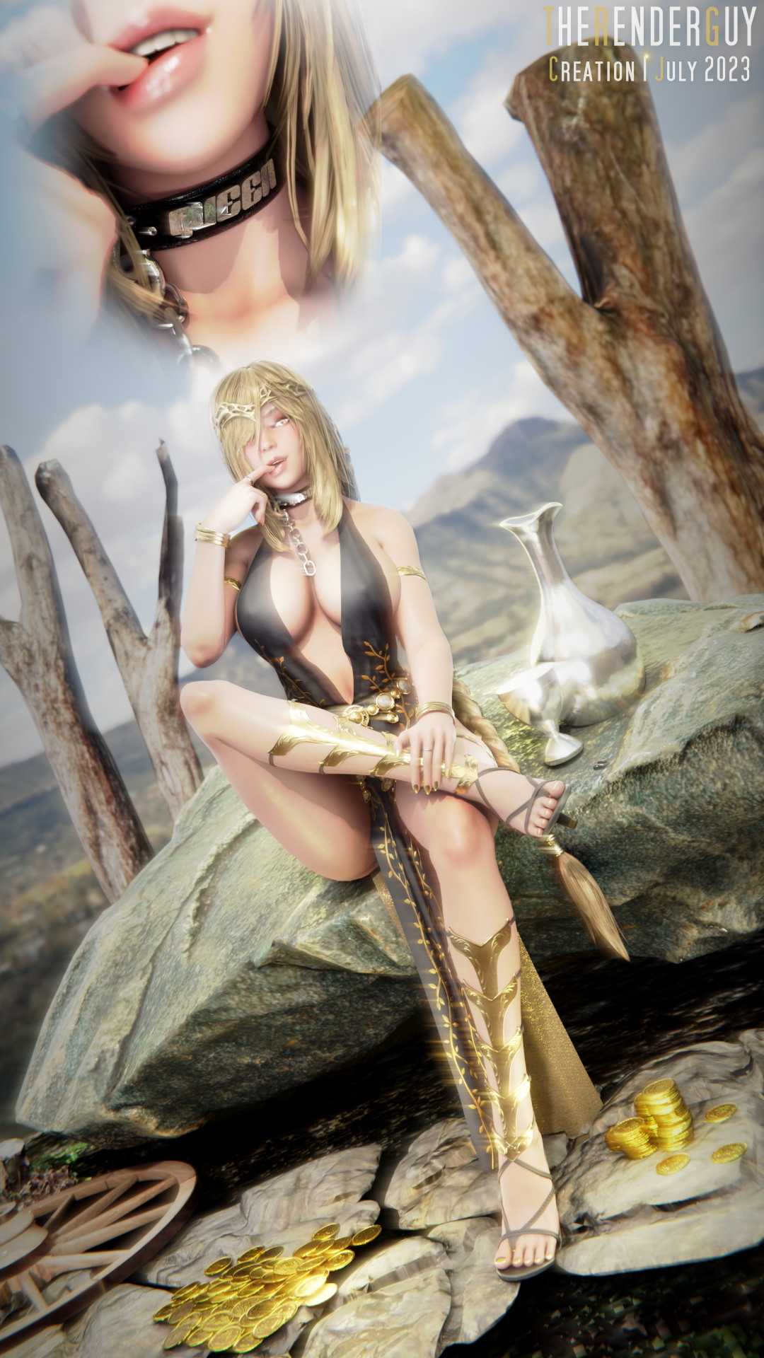Queen Marika ready for a bit of fun on the road  Gold  Dress  UHD