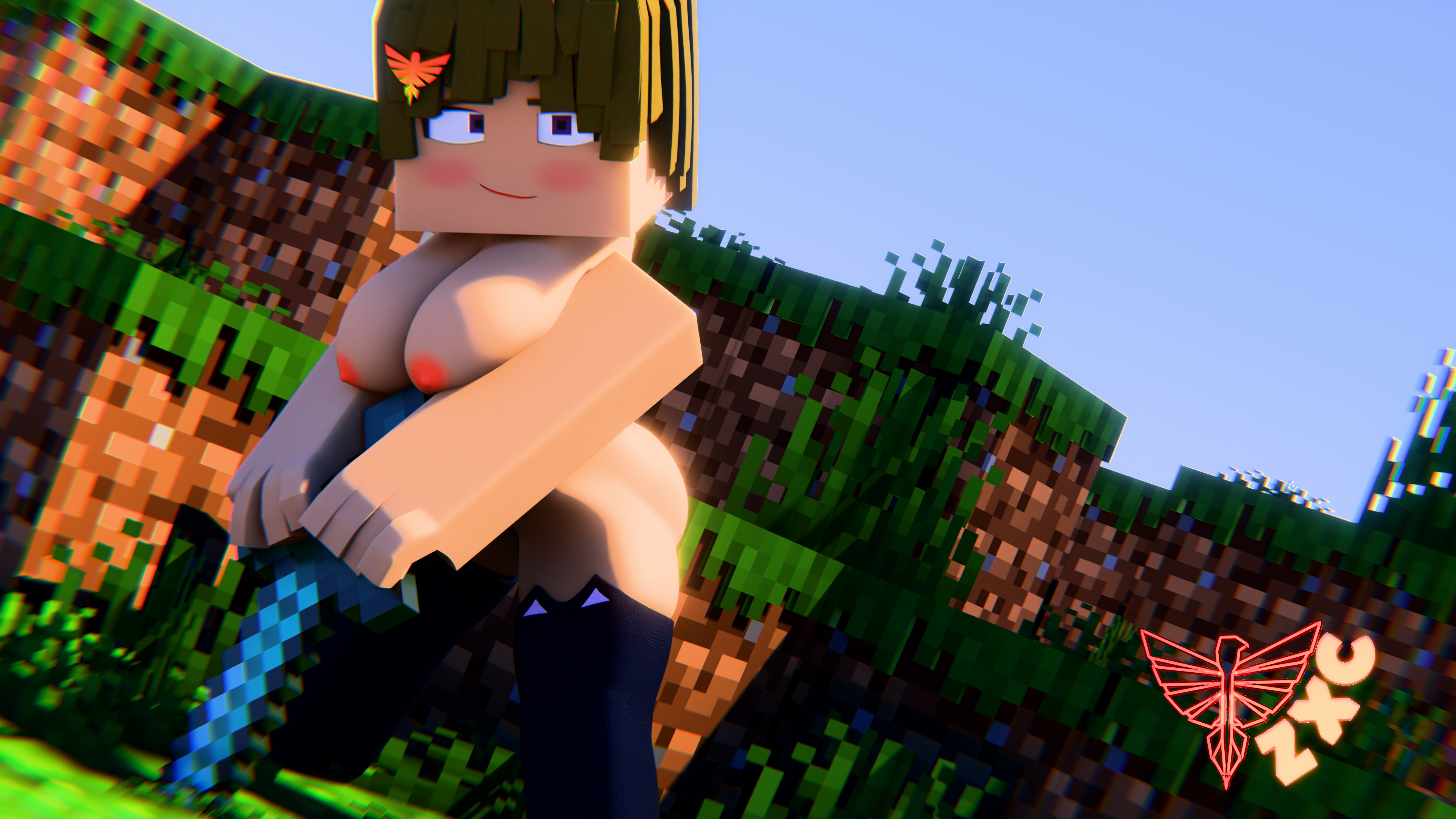 Content #minecraft  Minecraft Original Character Nude Sword 1girl Stockings