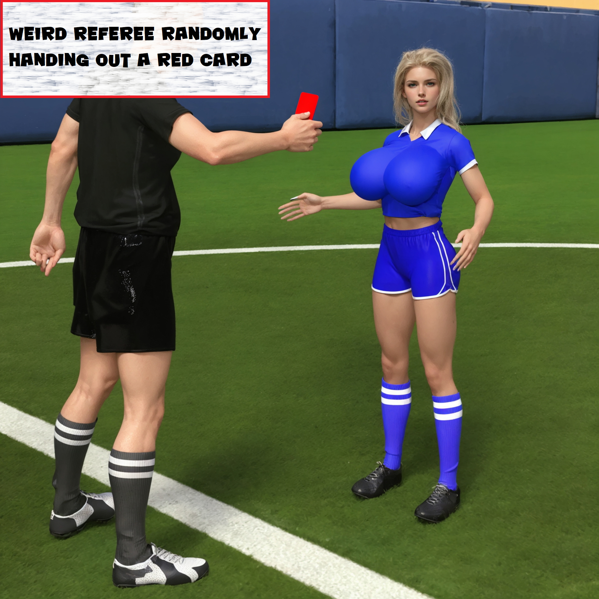- Red card for you  lady!     - What is a red card?