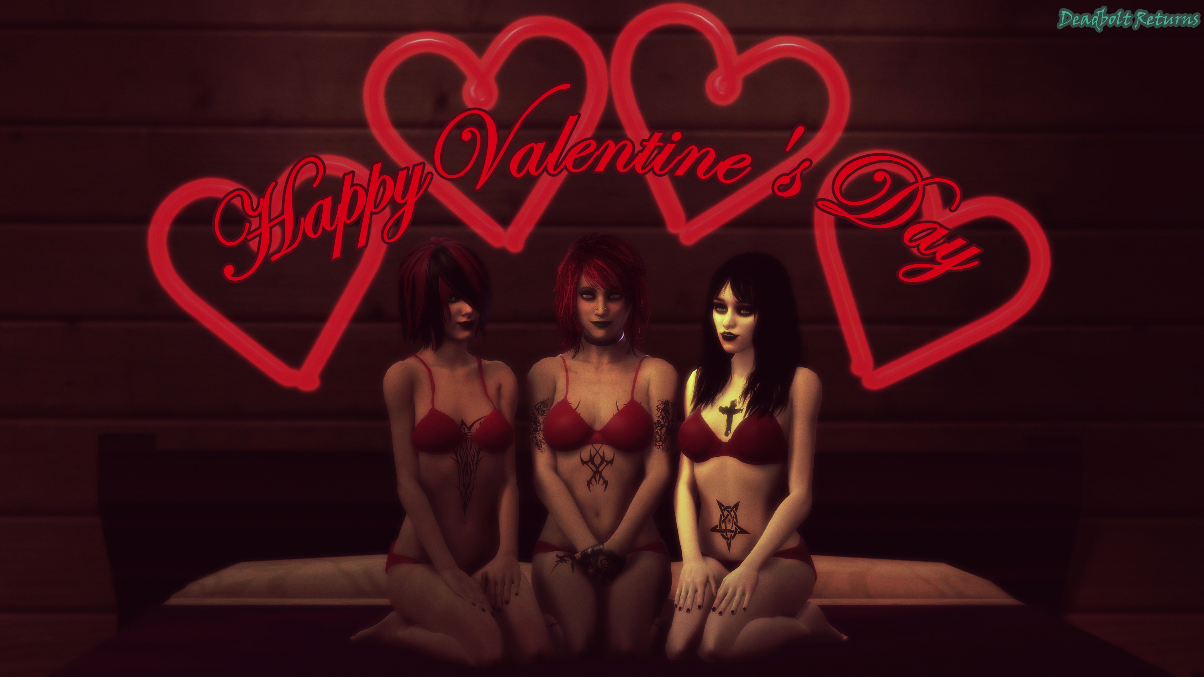 Happy Valentine s Day + New Tattoos (Sextape in Hell) Heather Morrison Chloe Glidewell Sextape In Hell Sfm Source Filmmaker 3dnsfw 3 Girls Nude Red Lingerie