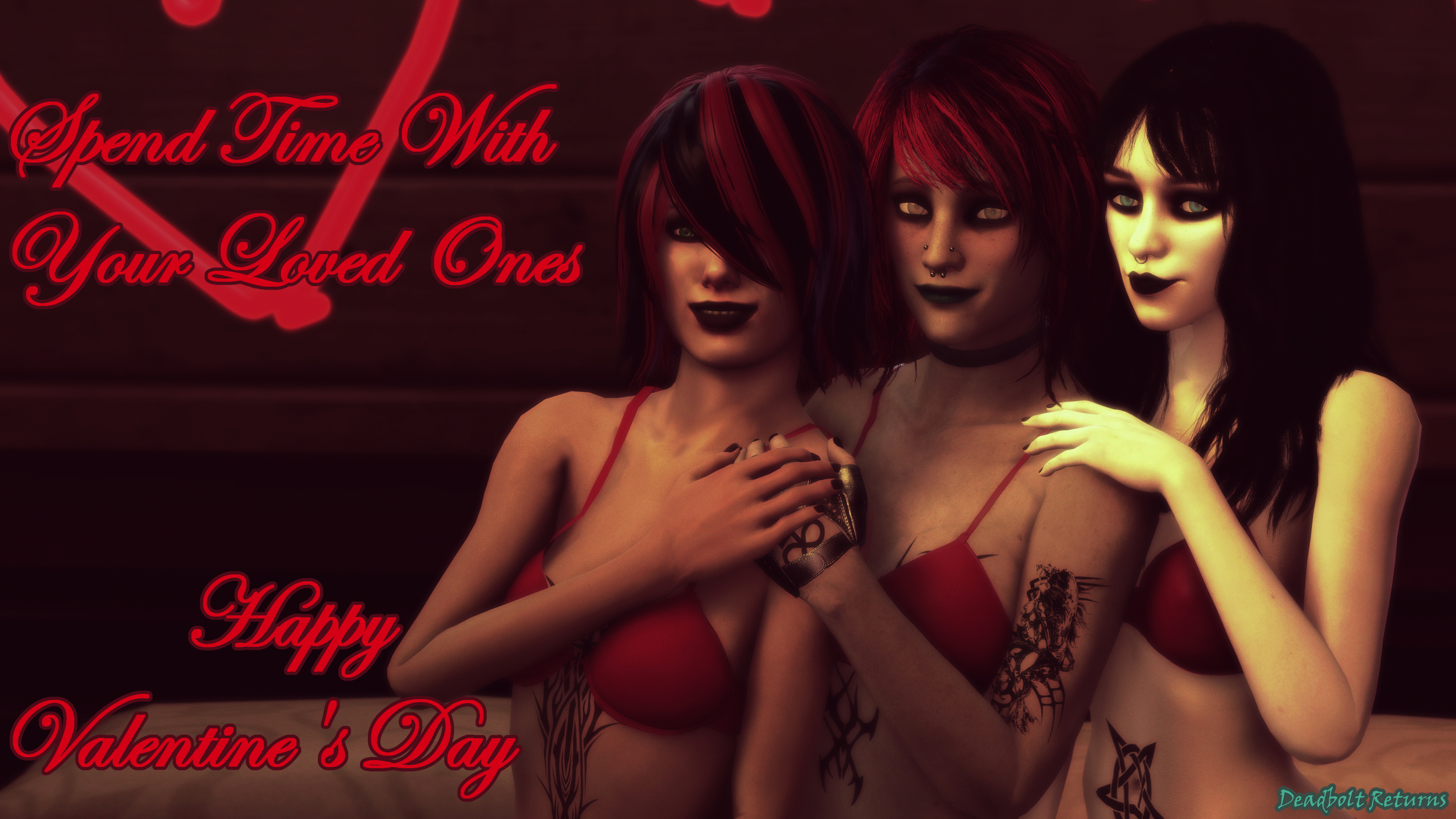Happy Valentine s Day + New Tattoos (Sextape in Hell) Heather Morrison Chloe Glidewell Sextape In Hell Sfm Source Filmmaker 3dnsfw 3 Girls Nude Red Lingerie 2