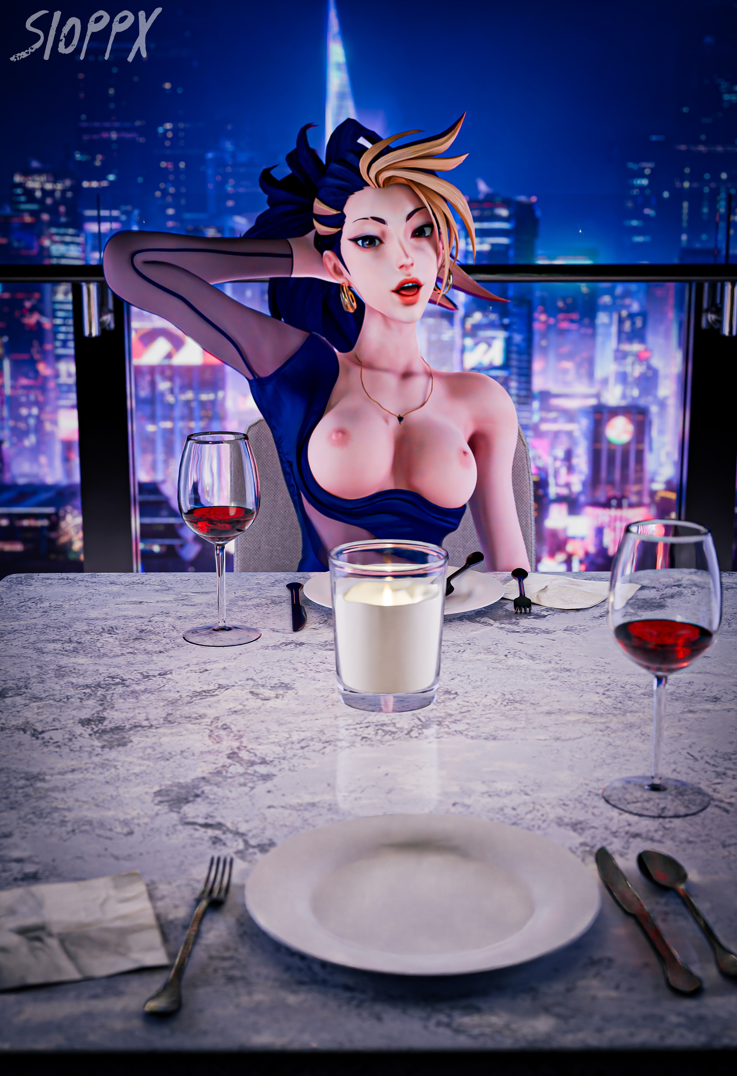 POV: You are on a Valentine s 💝dinner date with KDA  Ahri K/da Ahri K Da Ahri Evelynn K/da Evelynn Akali K/da Akali K/da Kai Sa Seraphine K/da Seraphine League Of Legends Riot Games Blender3d Blowjob 4
