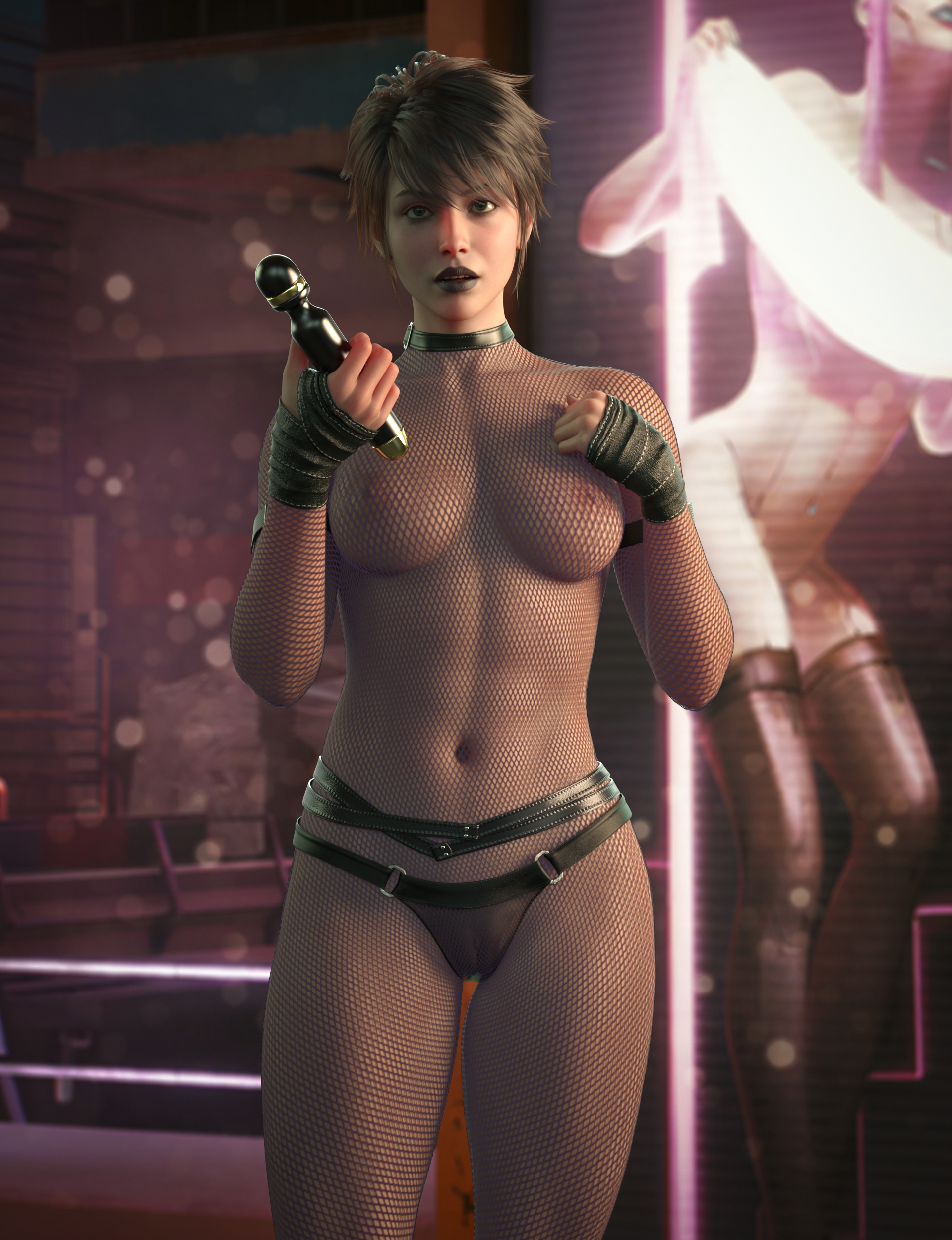 naked woman playing with a sex wand