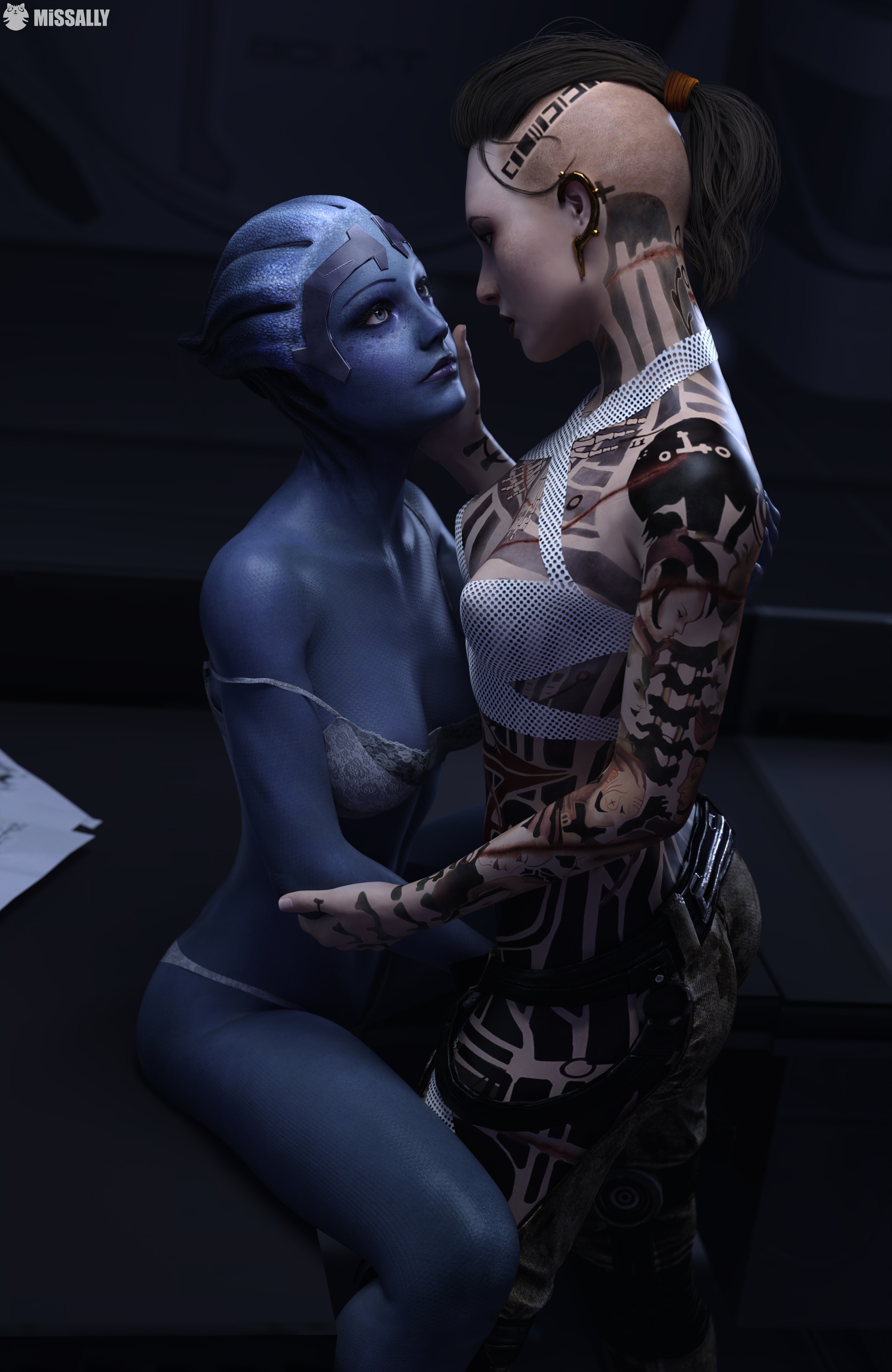 Liara and Jack  Mass Effect Mass Effect Liara T Soni Jack Asari (mass Effect) Lesbian