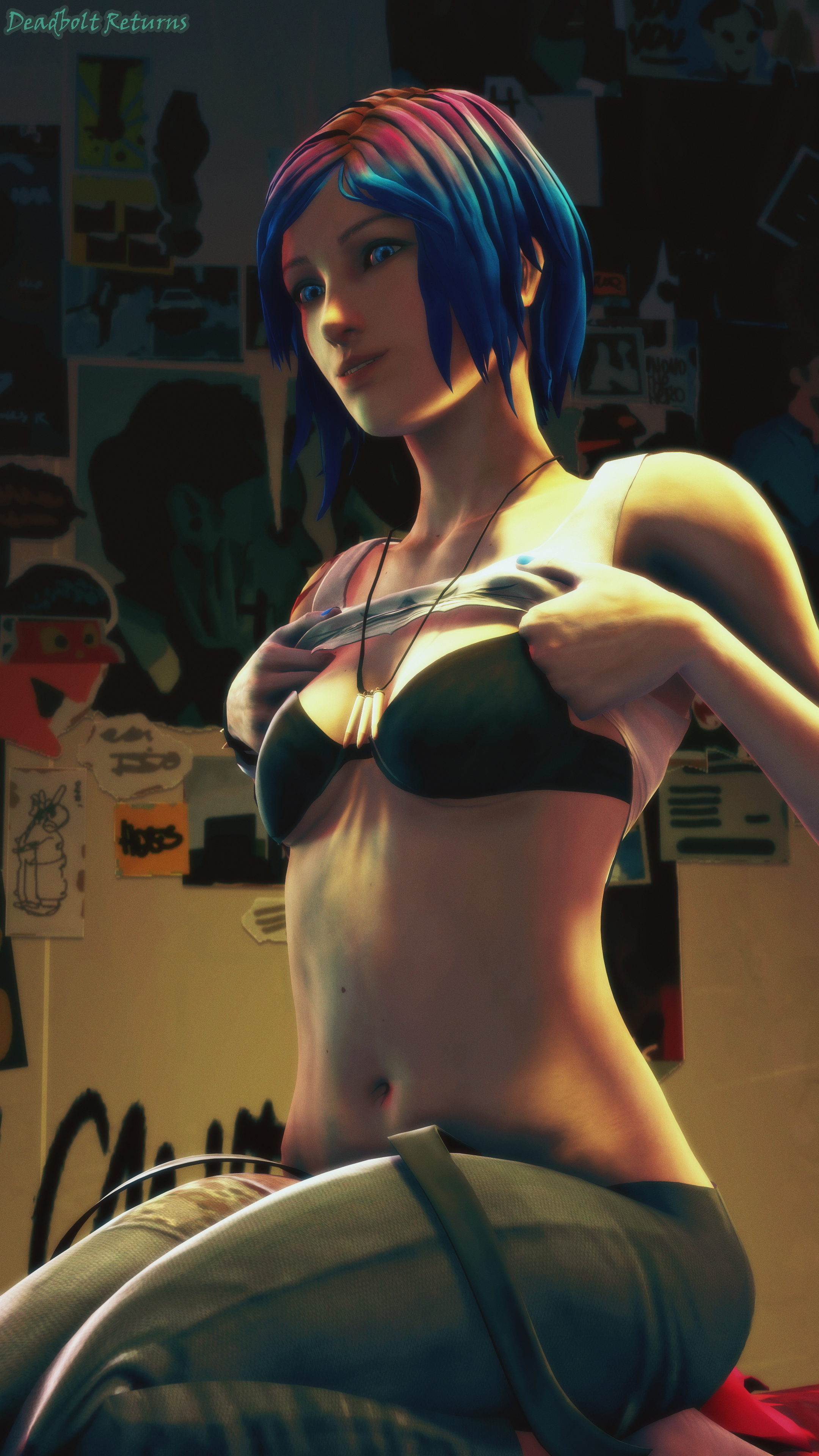 Inside Chloe Price s Bedroom (Life is Strange) Chloe Price Life Is Strange Sfm Source Filmmaker 3d Porn 3dnsfw Blue Hair Blue Eyes Nude Clothed/nude Partially_nude Photoshoot 4