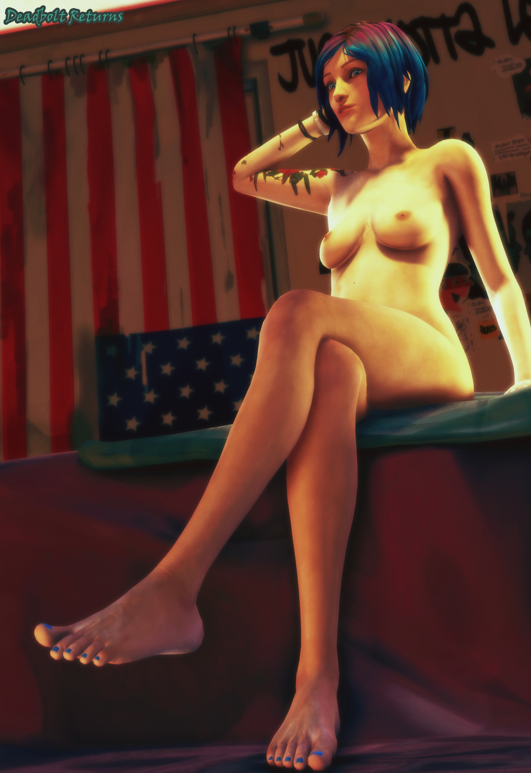 Inside Chloe Price s Bedroom (Life is Strange) Chloe Price Life Is Strange Sfm Source Filmmaker 3d Porn 3dnsfw Blue Hair Blue Eyes Nude Clothed/nude Partially_nude Photoshoot 9