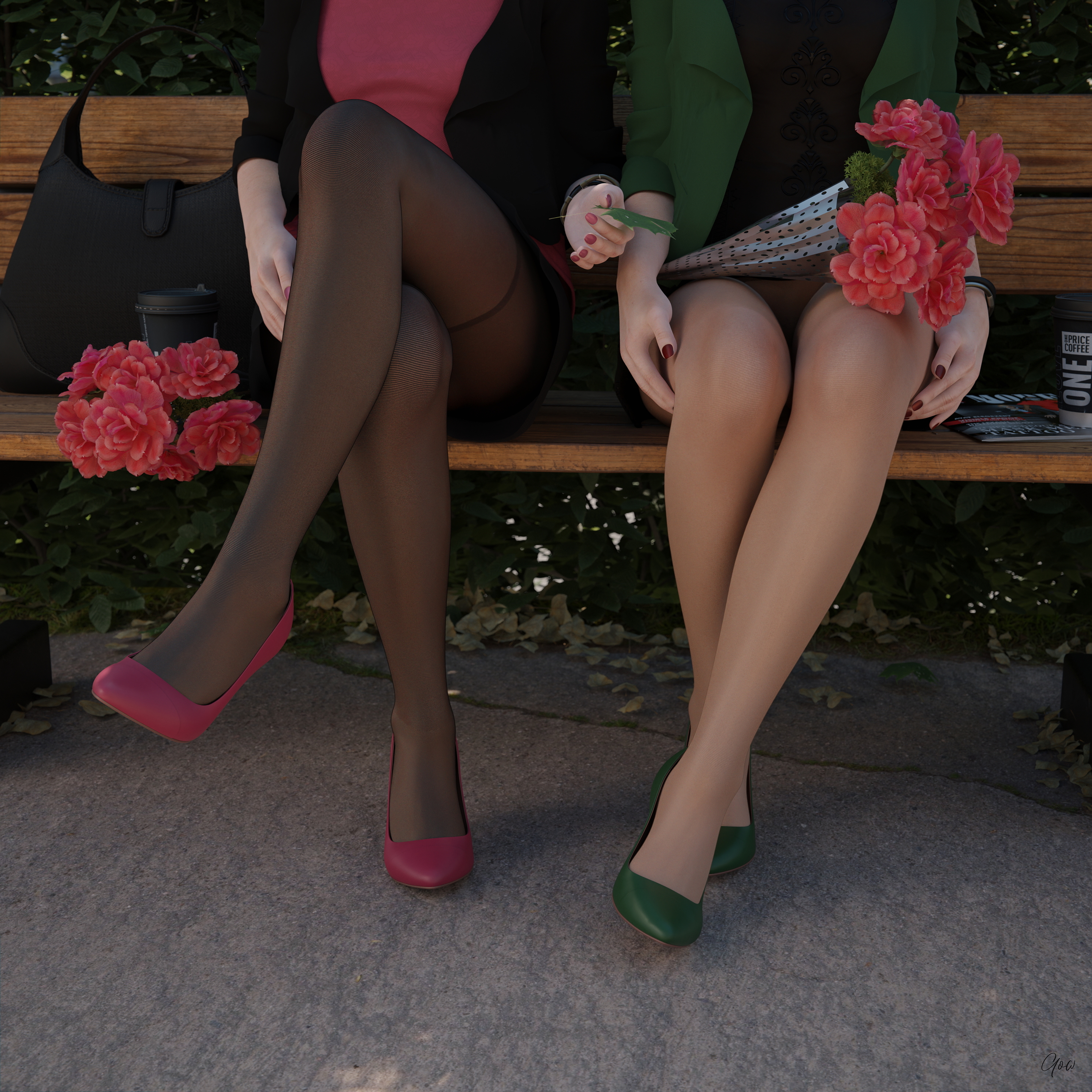 8th not late - Pantyhose Flashing Outdoor (teaser set)  Pantyhose Nylon Outdoor Flashing Tease No Panties High Heels Office_lady Milf Horny Skirt Upskirt Teaser Hairy Pussy Sexy Brunette Clothed Secretary Flower Sitting 2