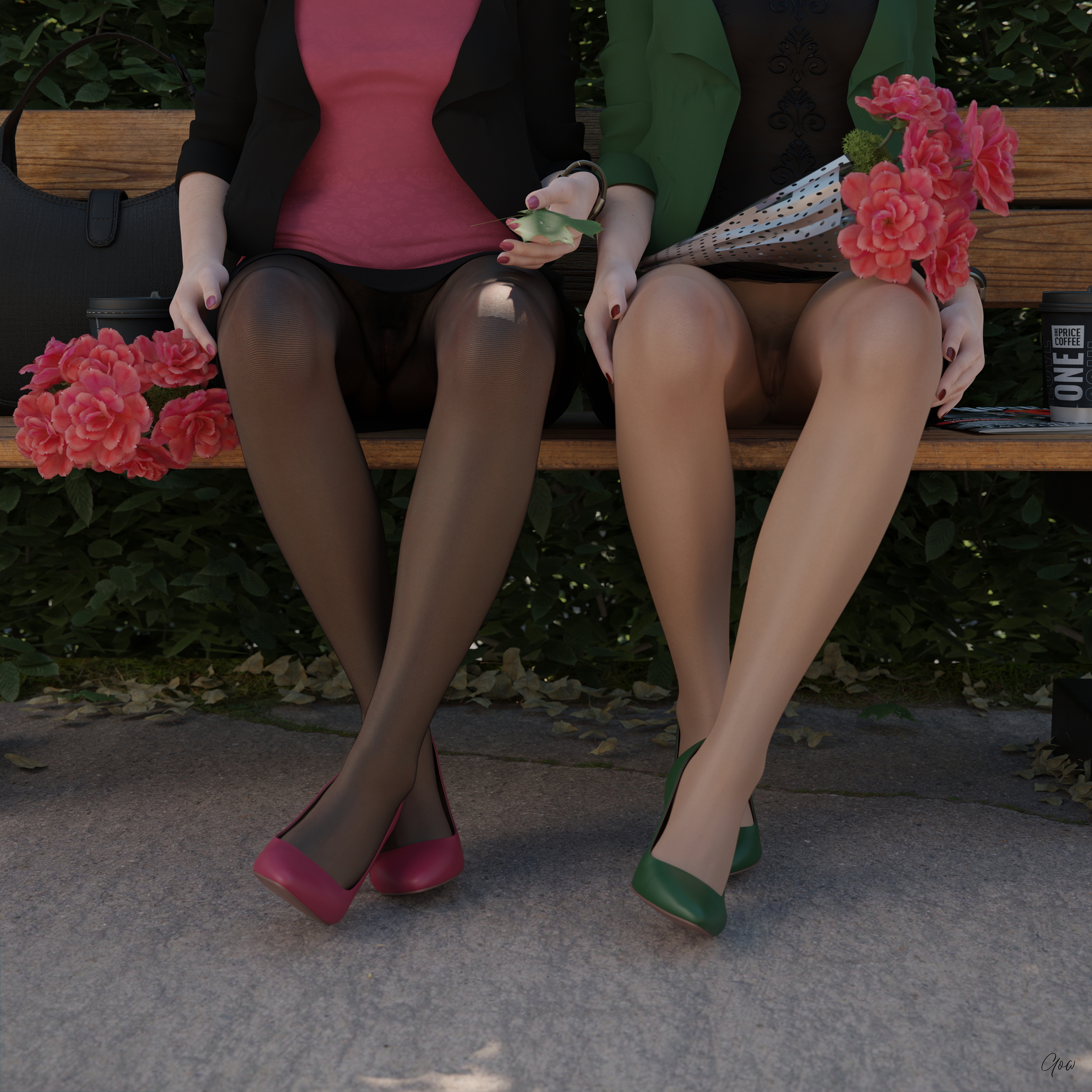8th not late - Pantyhose Flashing Outdoor (teaser set)  Pantyhose Nylon Outdoor Flashing Tease No Panties High Heels Office_lady Milf Horny Skirt Upskirt Teaser Hairy Pussy Sexy Brunette Clothed Secretary Flower Sitting 5