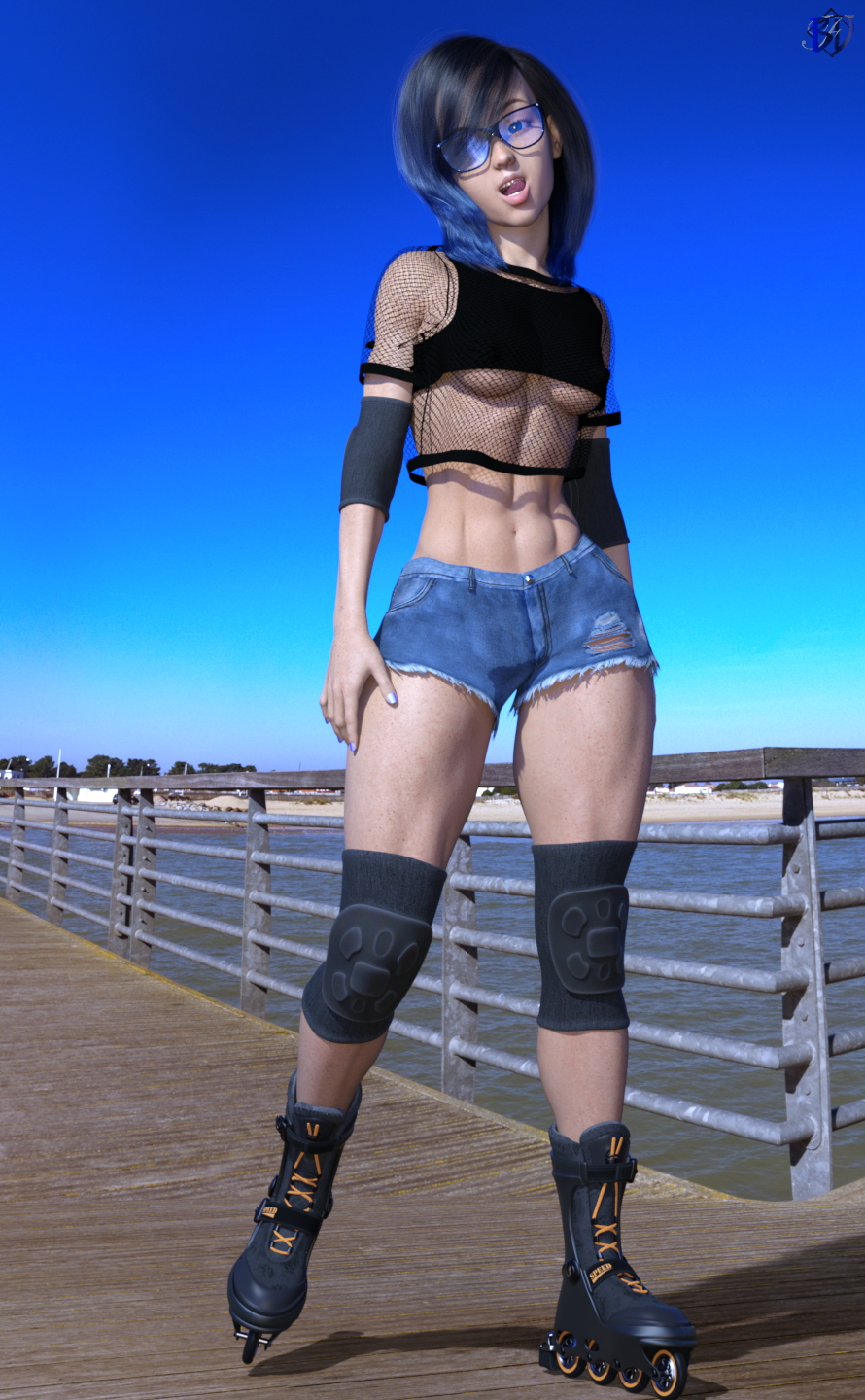 S8R Blue Oc Blue Female Solo Pinup Pubic Hair