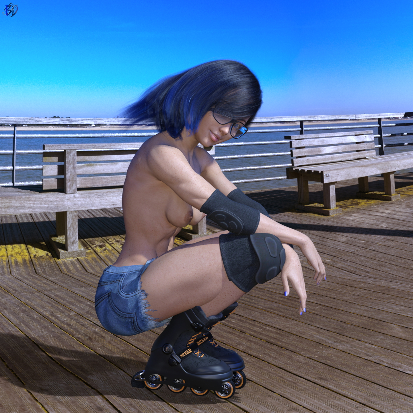 S8R Blue Oc Blue Female Solo Pinup Pubic Hair 3