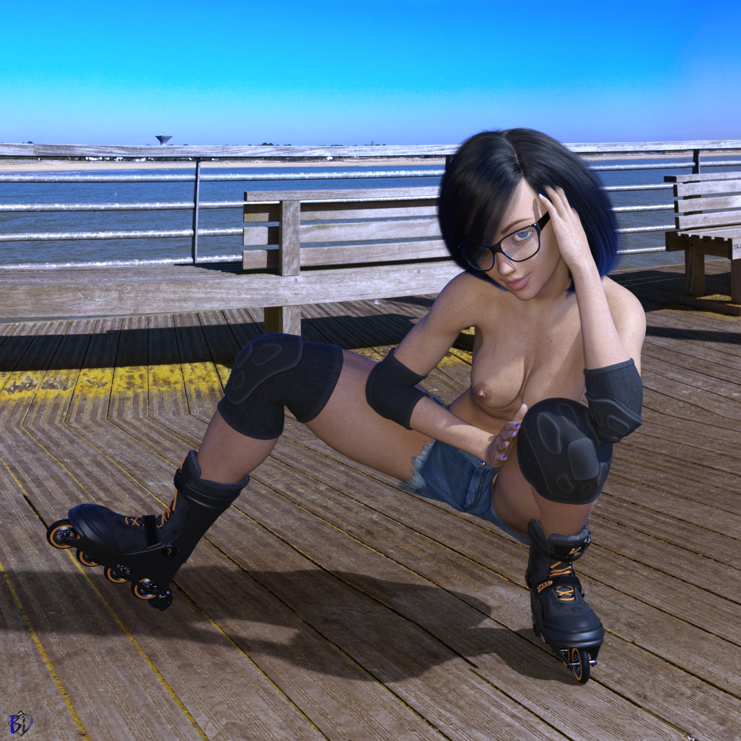 S8R Blue Oc Blue Female Solo Pinup Pubic Hair 4