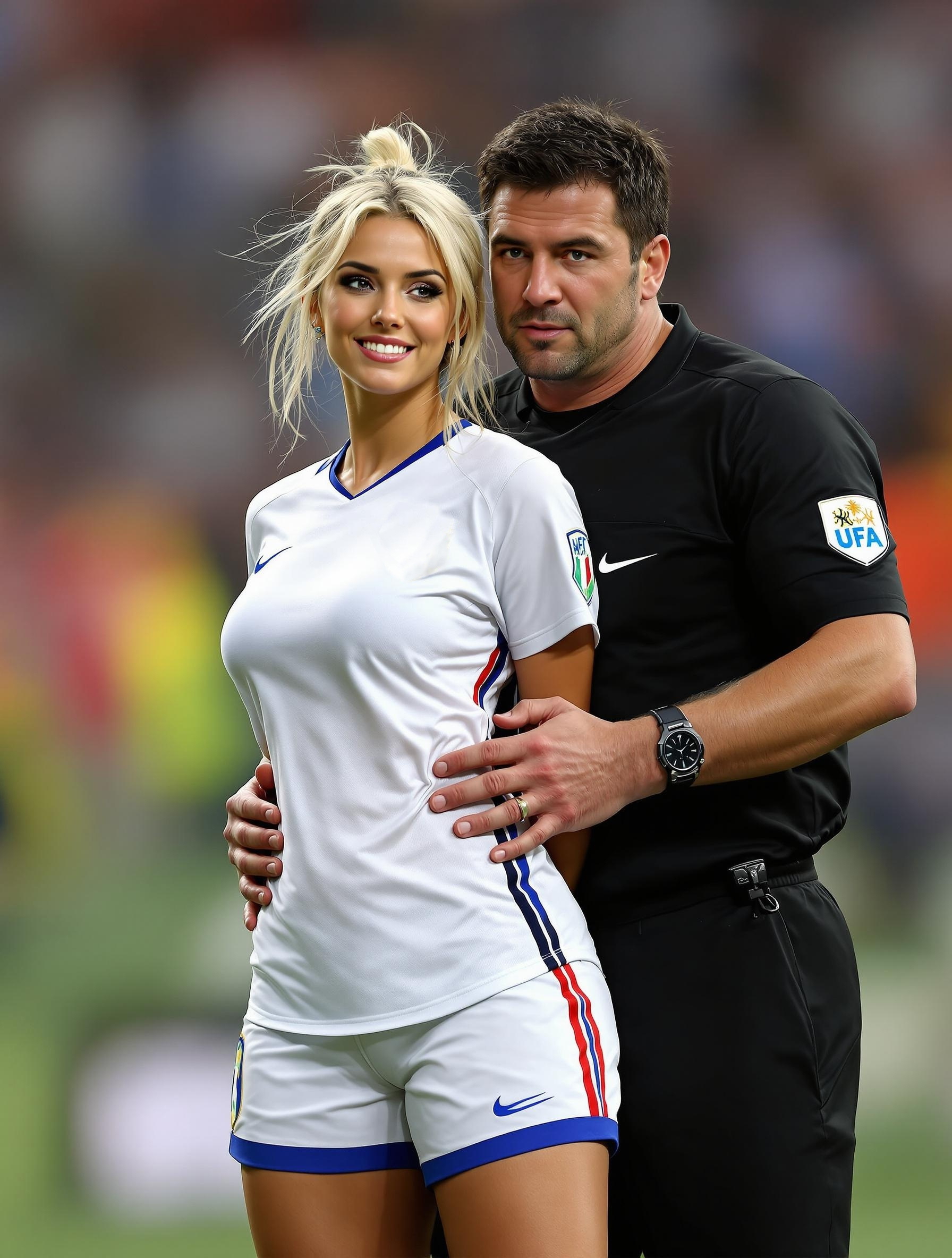 Corrupt soccer referee:  See you after the game  sweetie! Remember our deal . . .