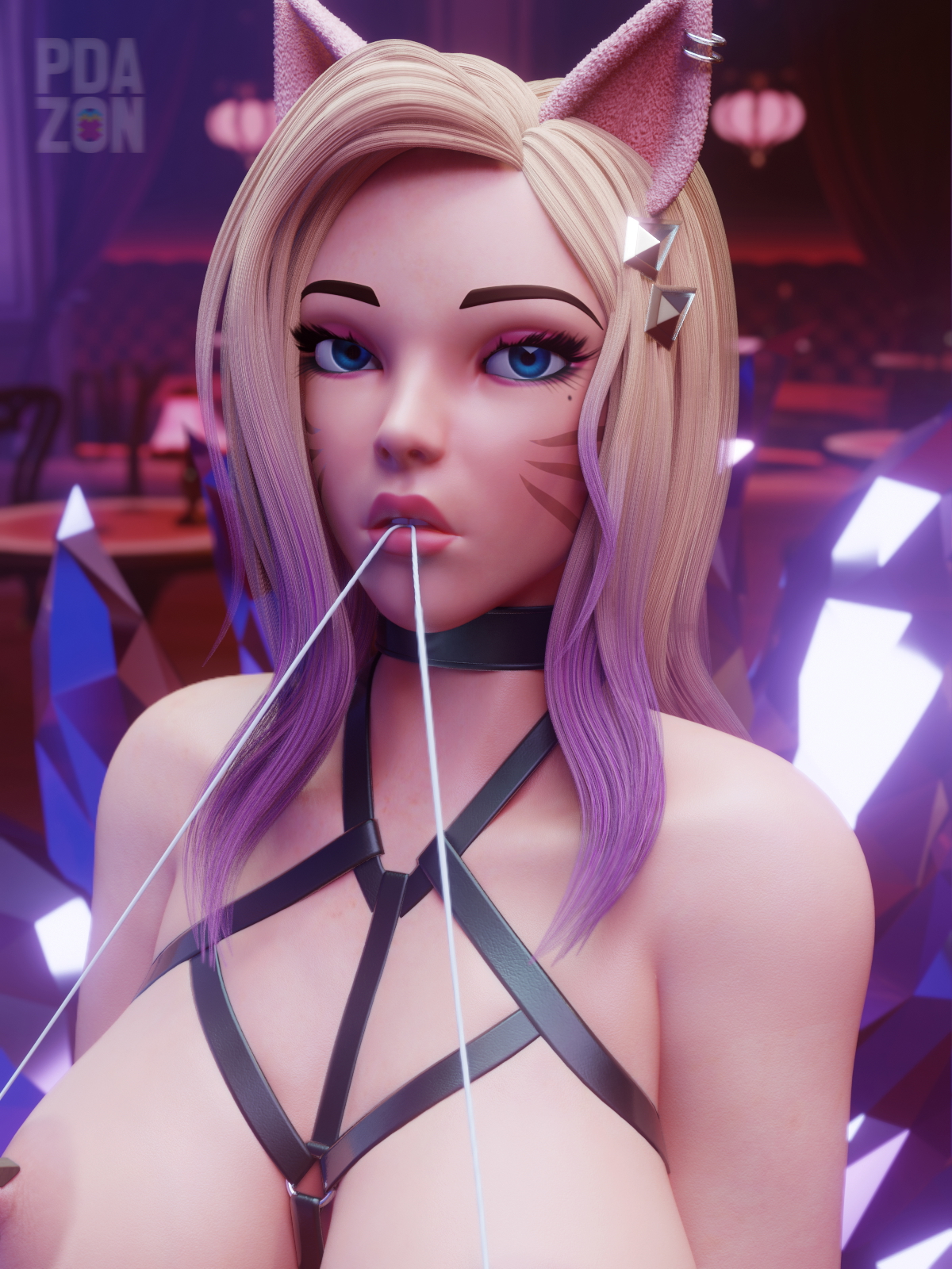 Kinky KDA Ahri League Of Legends Ahri Big boobs Nipples Boobs Bondage 2