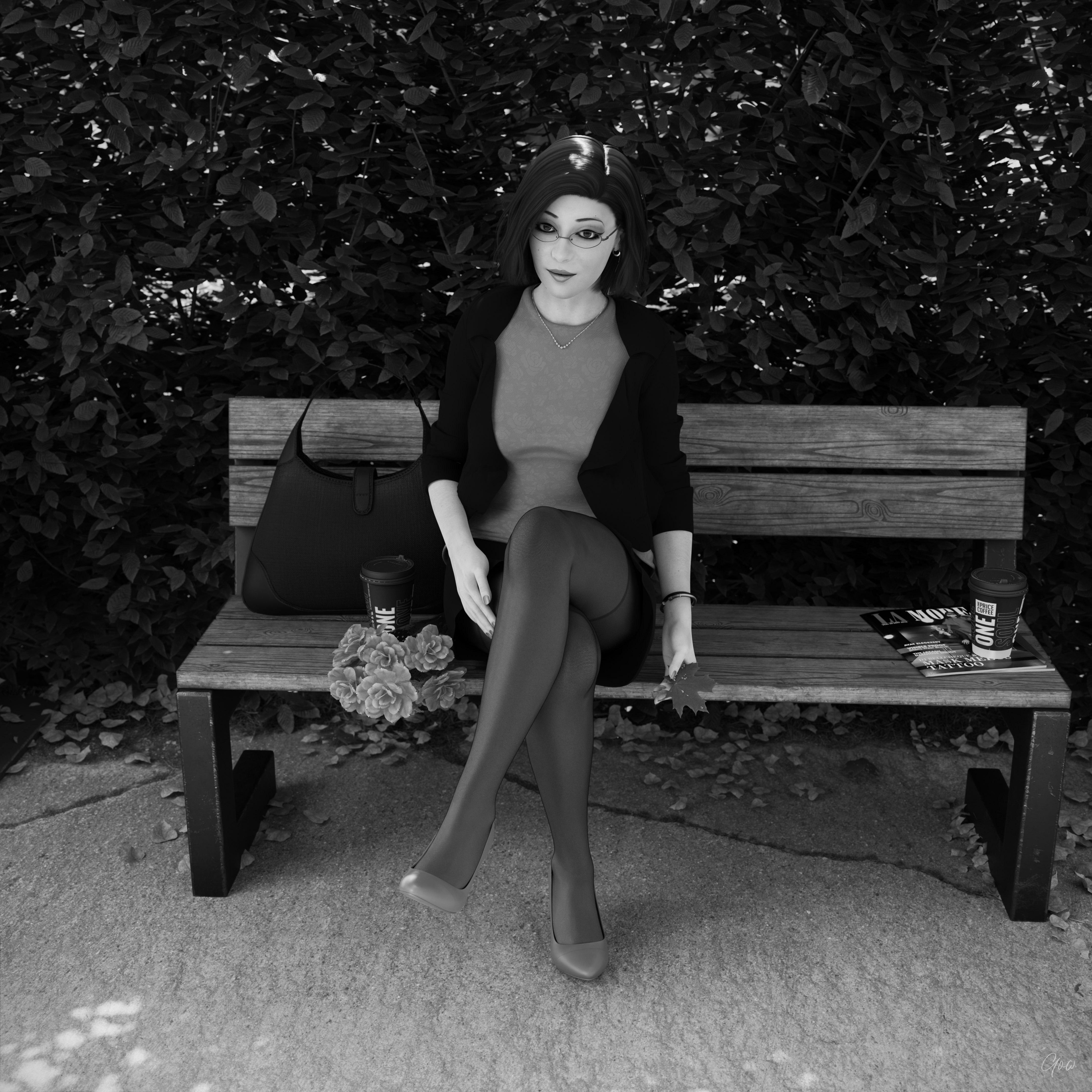 8th - Rona s leg tease. (Seamless Pantyhose  Nylon  Black and white photo set)  Black And White Sexy Brunette Milf Hairy Pussy Horny Secretary Office_lady Outdoor Posing Legs Tease Wet Pussy Sitting Standing Outfit Skirt Upskirt Spread Legs Clothed Pantyhose Nylon High Heels Uniform 7