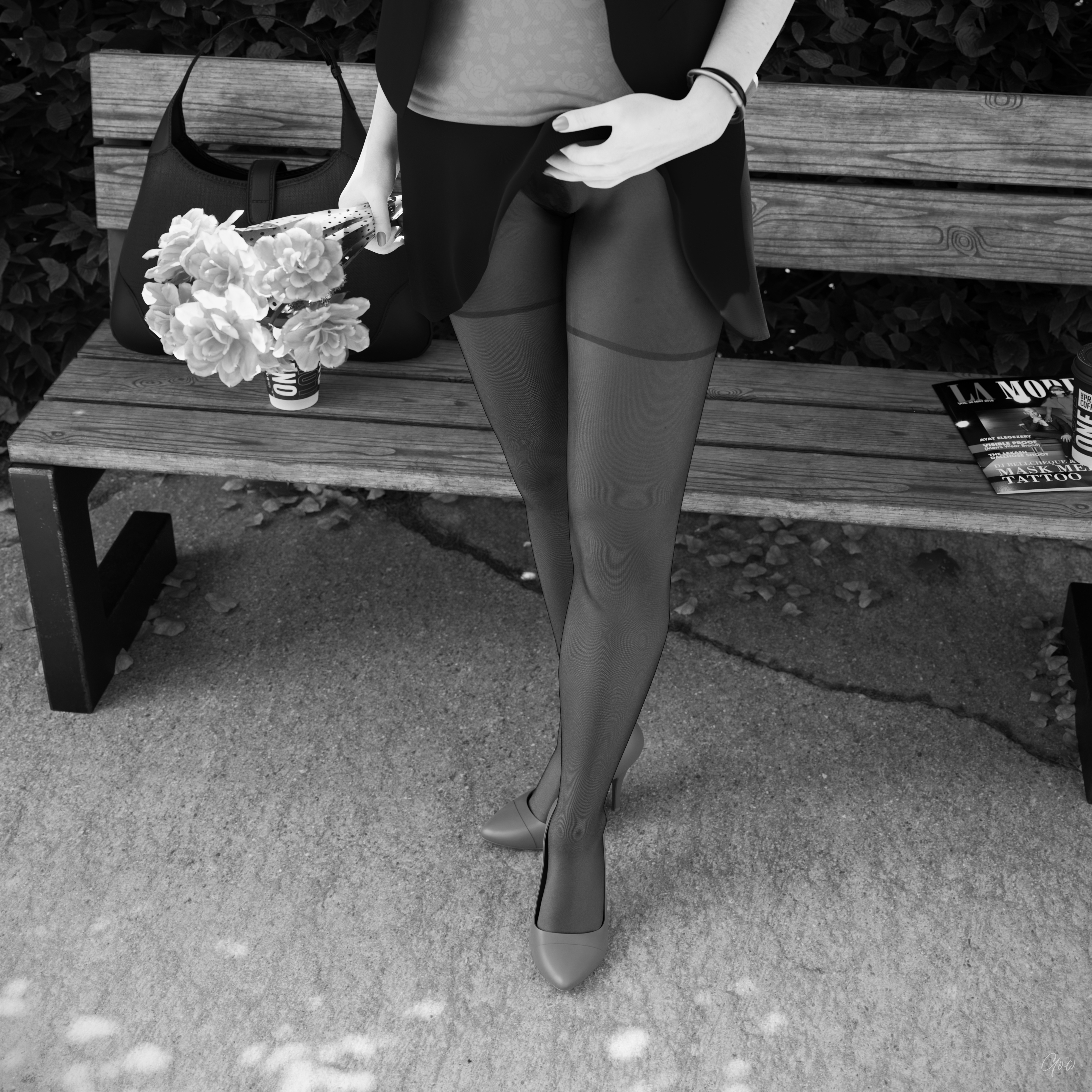 8th - Rona s leg tease. (Seamless Pantyhose  Nylon  Black and white photo set)  Black And White Sexy Brunette Milf Hairy Pussy Horny Secretary Office_lady Outdoor Posing Legs Tease Wet Pussy Sitting Standing Outfit Skirt Upskirt Spread Legs Clothed Pantyhose Nylon High Heels Uniform 17