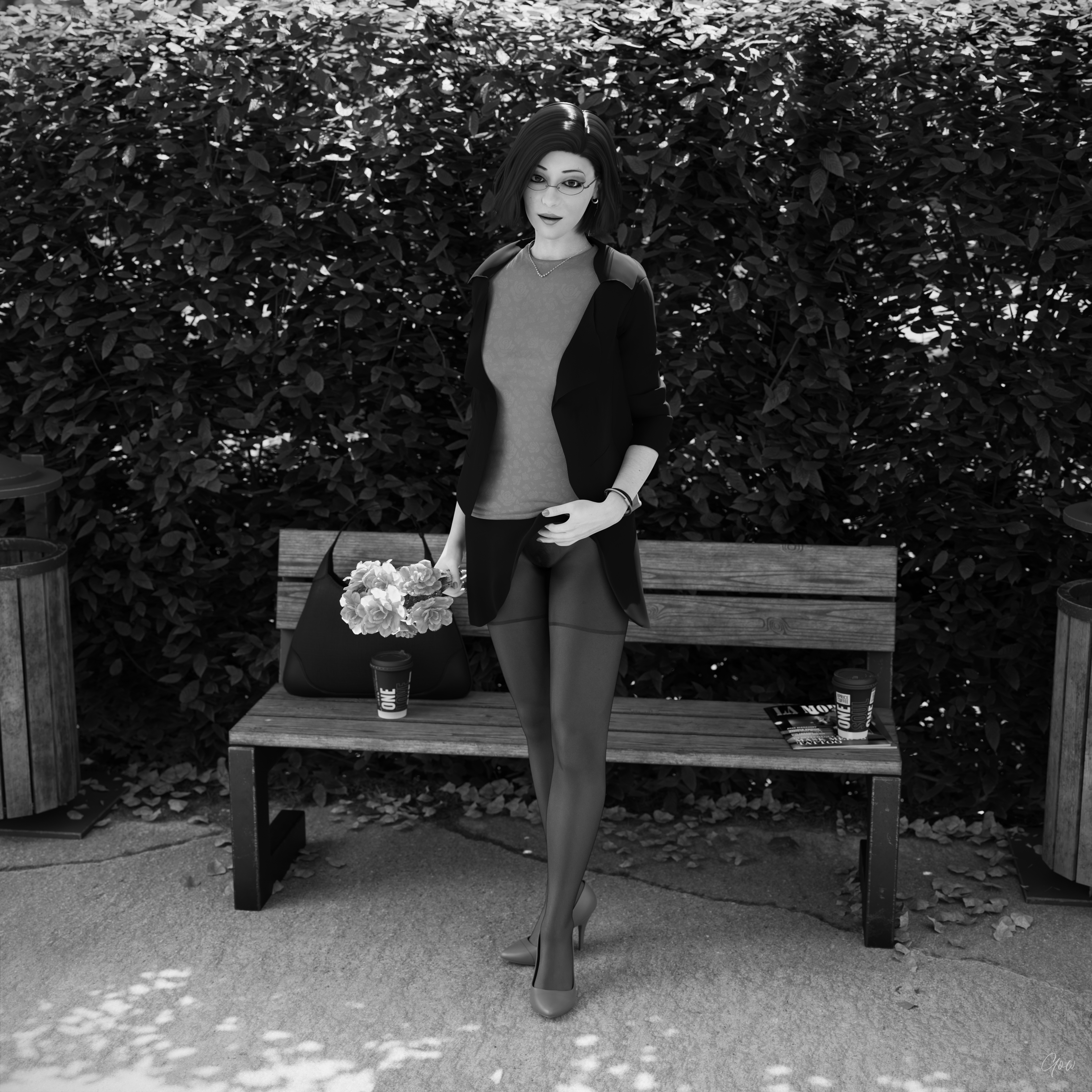 8th - Rona s leg tease. (Seamless Pantyhose  Nylon  Black and white photo set)  Black And White Sexy Brunette Milf Hairy Pussy Horny Secretary Office_lady Outdoor Posing Legs Tease Wet Pussy Sitting Standing Outfit Skirt Upskirt Spread Legs Clothed Pantyhose Nylon High Heels Uniform 18
