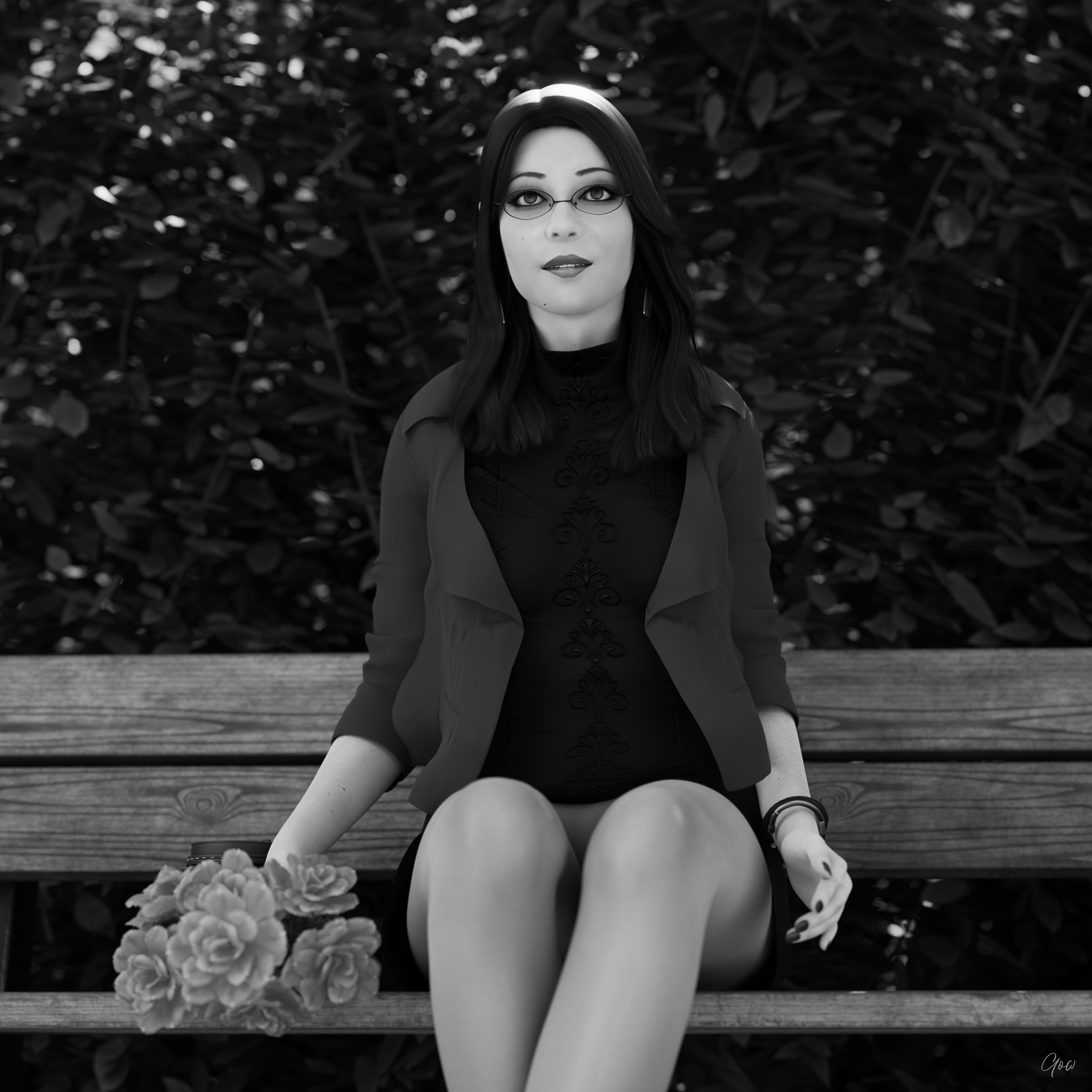 8th - Tiffany s leg tease. (Seamless Pantyhose  Nylon  Black and white photo set)  Black And White Sexy Brunette Milf Hairy Pussy Horny Secretary Office_lady Outdoor Posing Legs Tease Wet Pussy Sitting Standing Outfit Skirt Upskirt Spread Legs Clothed Pantyhose Nylon High Heels Uniform 4