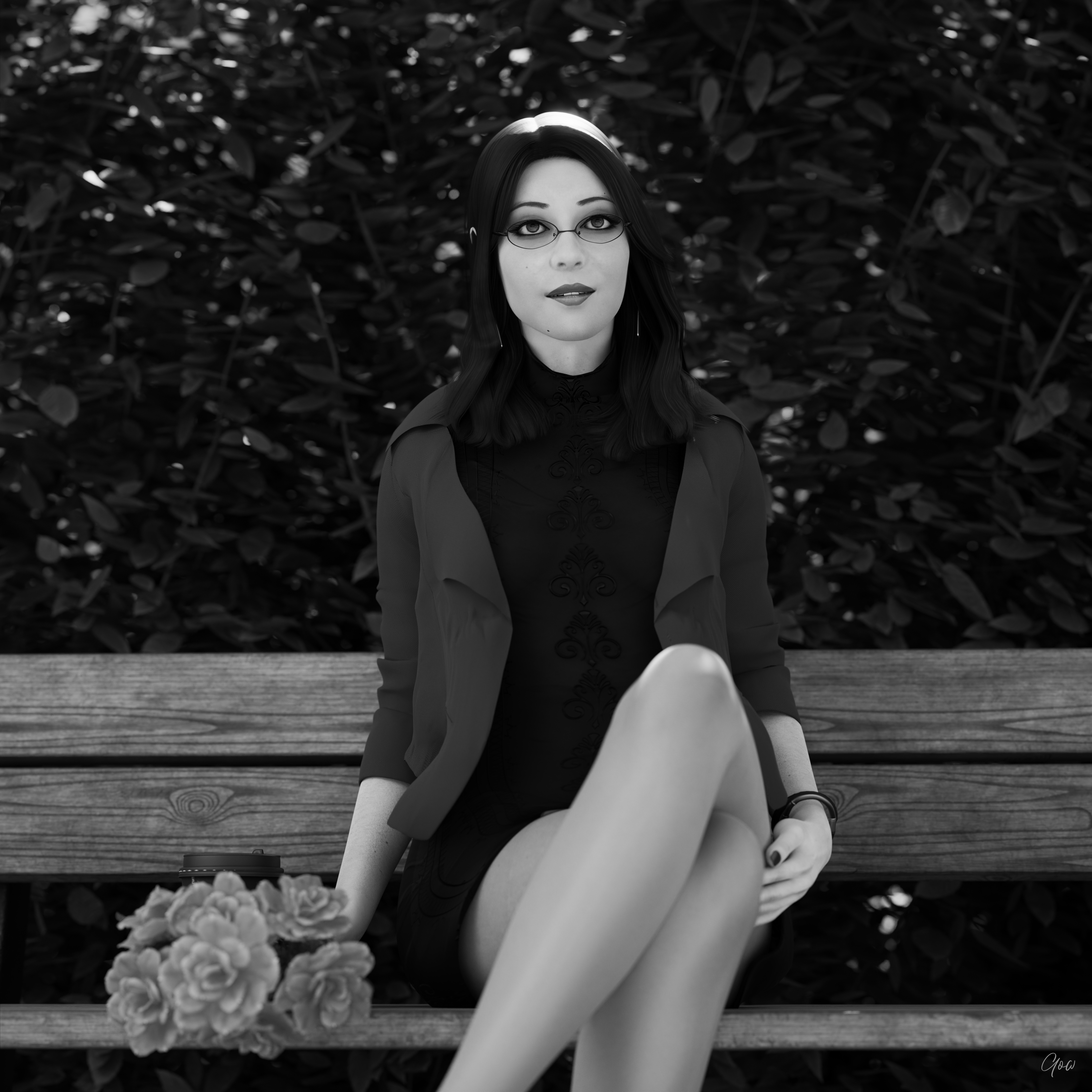 8th - Tiffany s leg tease. (Seamless Pantyhose  Nylon  Black and white photo set)  Black And White Sexy Brunette Milf Hairy Pussy Horny Secretary Office_lady Outdoor Posing Legs Tease Wet Pussy Sitting Standing Outfit Skirt Upskirt Spread Legs Clothed Pantyhose Nylon High Heels Uniform 6