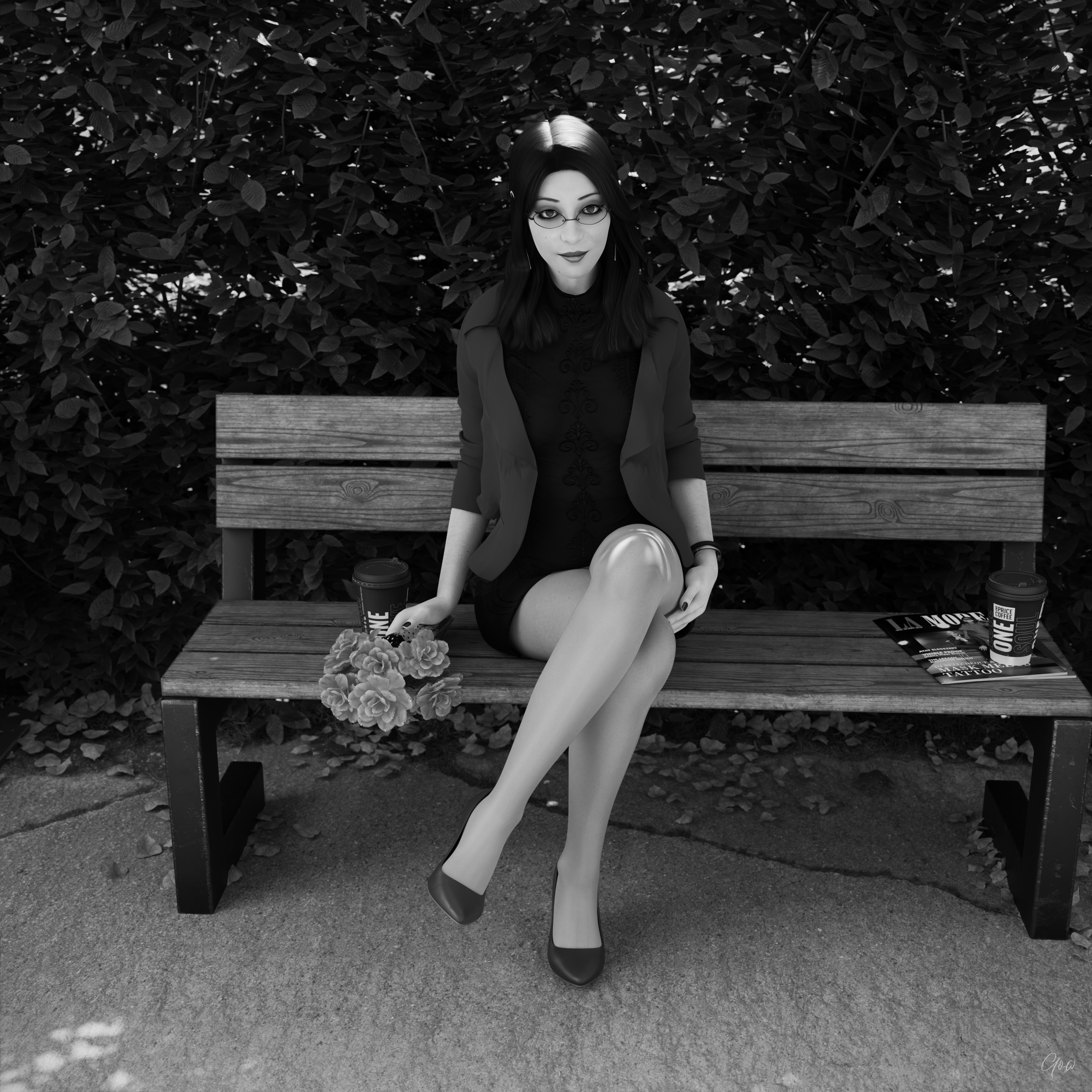 8th - Tiffany s leg tease. (Seamless Pantyhose  Nylon  Black and white photo set)  Black And White Sexy Brunette Milf Hairy Pussy Horny Secretary Office_lady Outdoor Posing Legs Tease Wet Pussy Sitting Standing Outfit Skirt Upskirt Spread Legs Clothed Pantyhose Nylon High Heels Uniform 8
