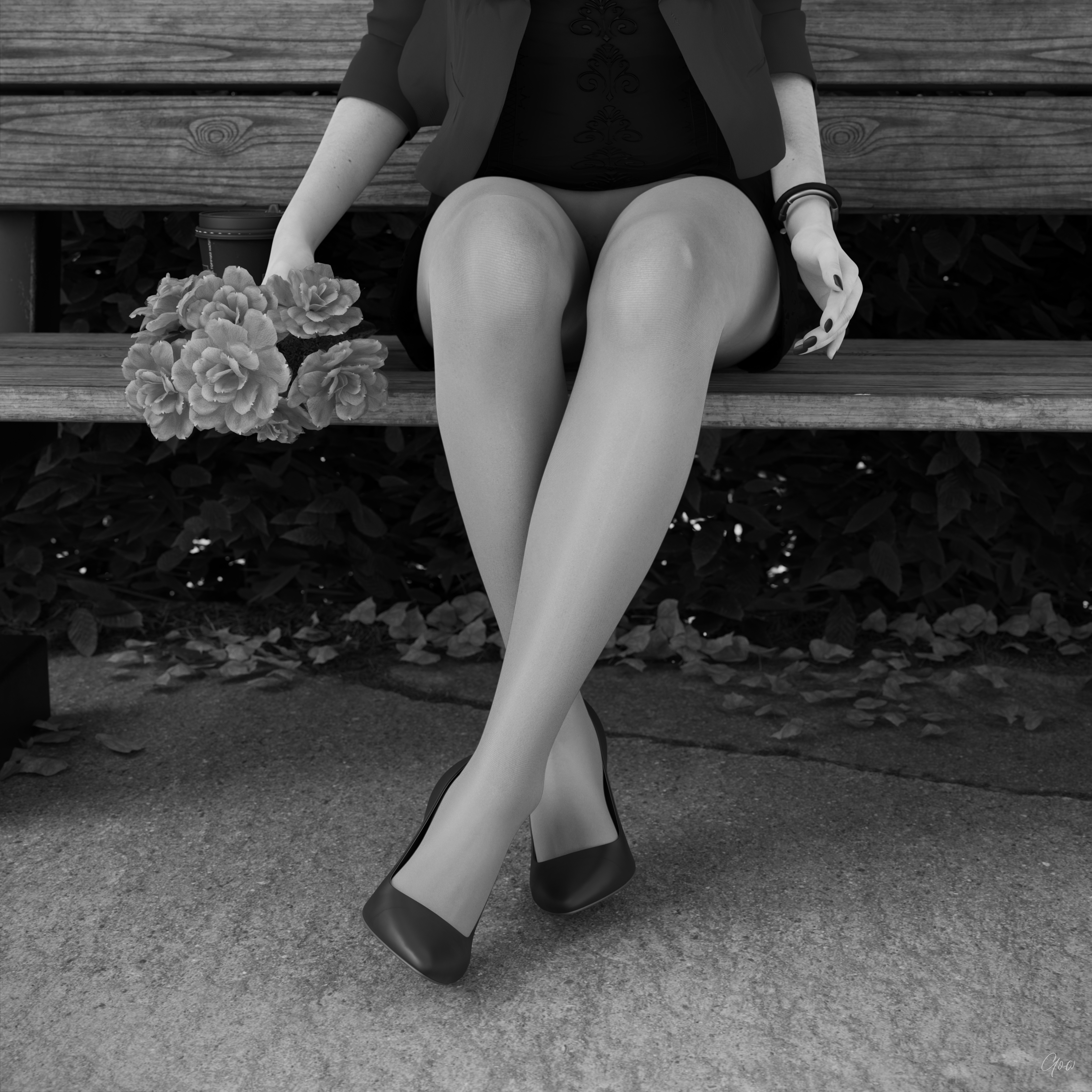 8th - Tiffany s leg tease. (Seamless Pantyhose  Nylon  Black and white photo set)  Black And White Sexy Brunette Milf Hairy Pussy Horny Secretary Office_lady Outdoor Posing Legs Tease Wet Pussy Sitting Standing Outfit Skirt Upskirt Spread Legs Clothed Pantyhose Nylon High Heels Uniform 10