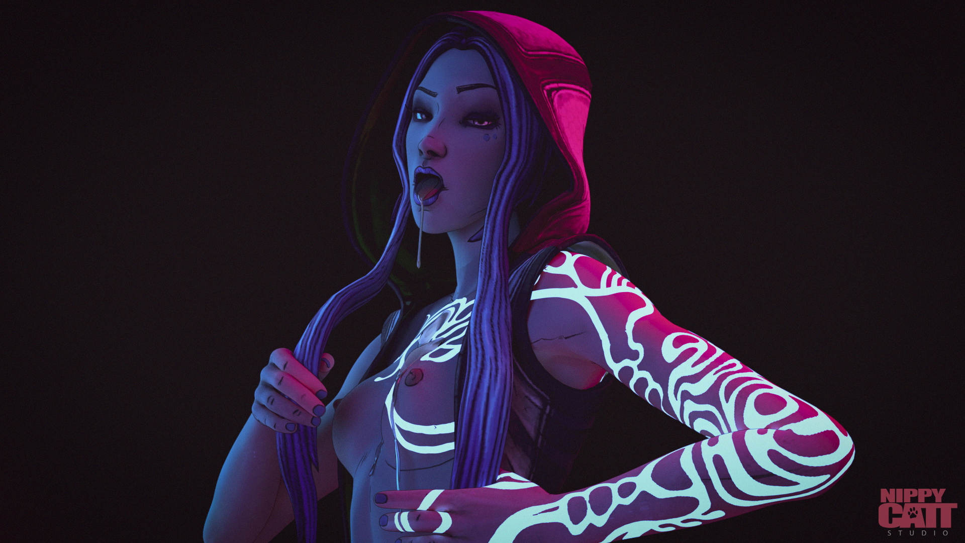 Maya Creamed [Borderlands] Maya Maya The Siren Borderlands Borderlands 3 Blue Hair Tattoo Tattoos Cum Cum In Mouth Cum Drip Cum On Breasts Nail Polish 2