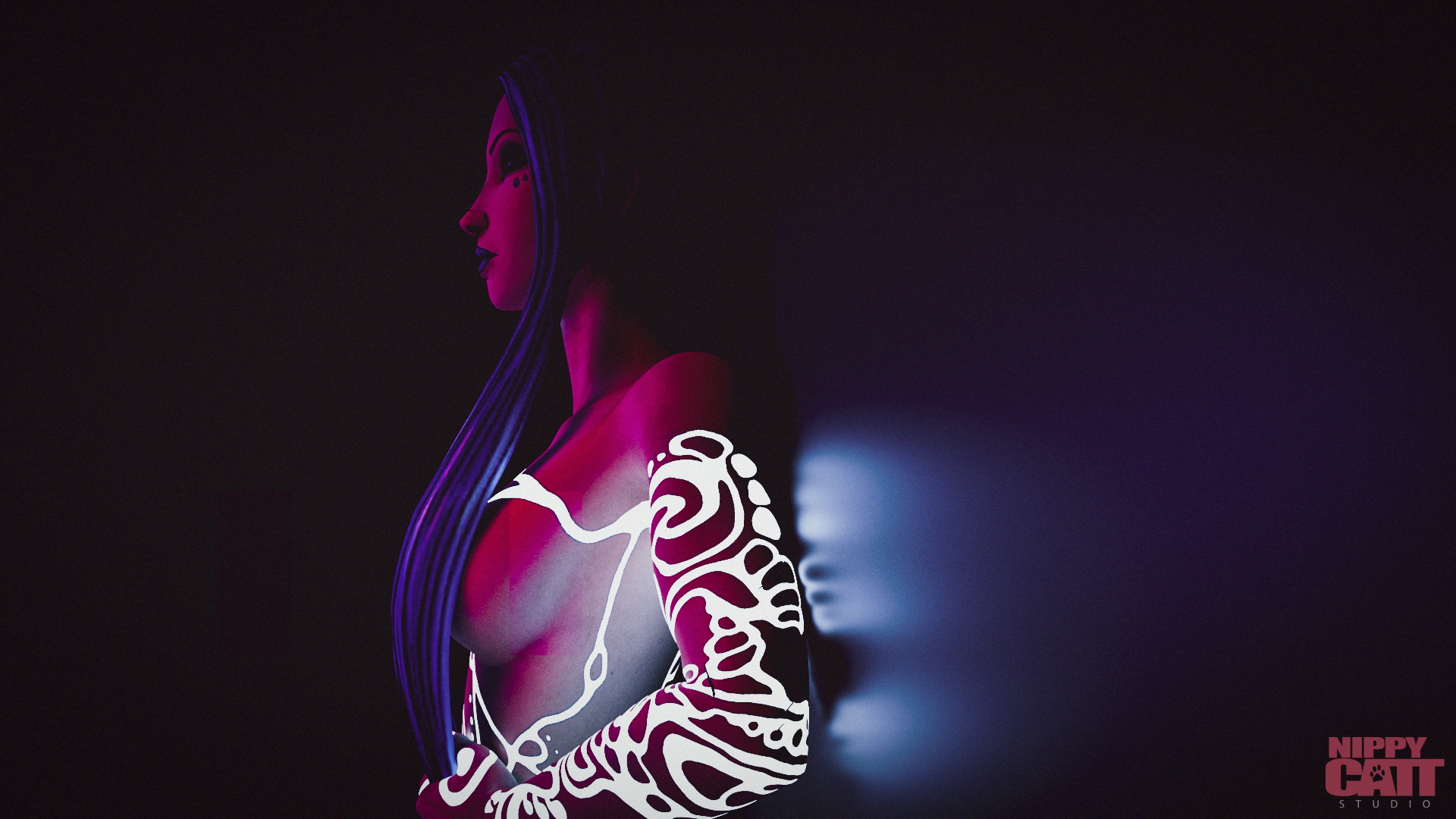Maya Hot [Borderlands] Borderlands Borderlands 3 Maya Maya The Siren Blue Hair Nude Naked Fully Naked Tattoo Tattoos Lipstick Topless Breasts Nail Polish 3