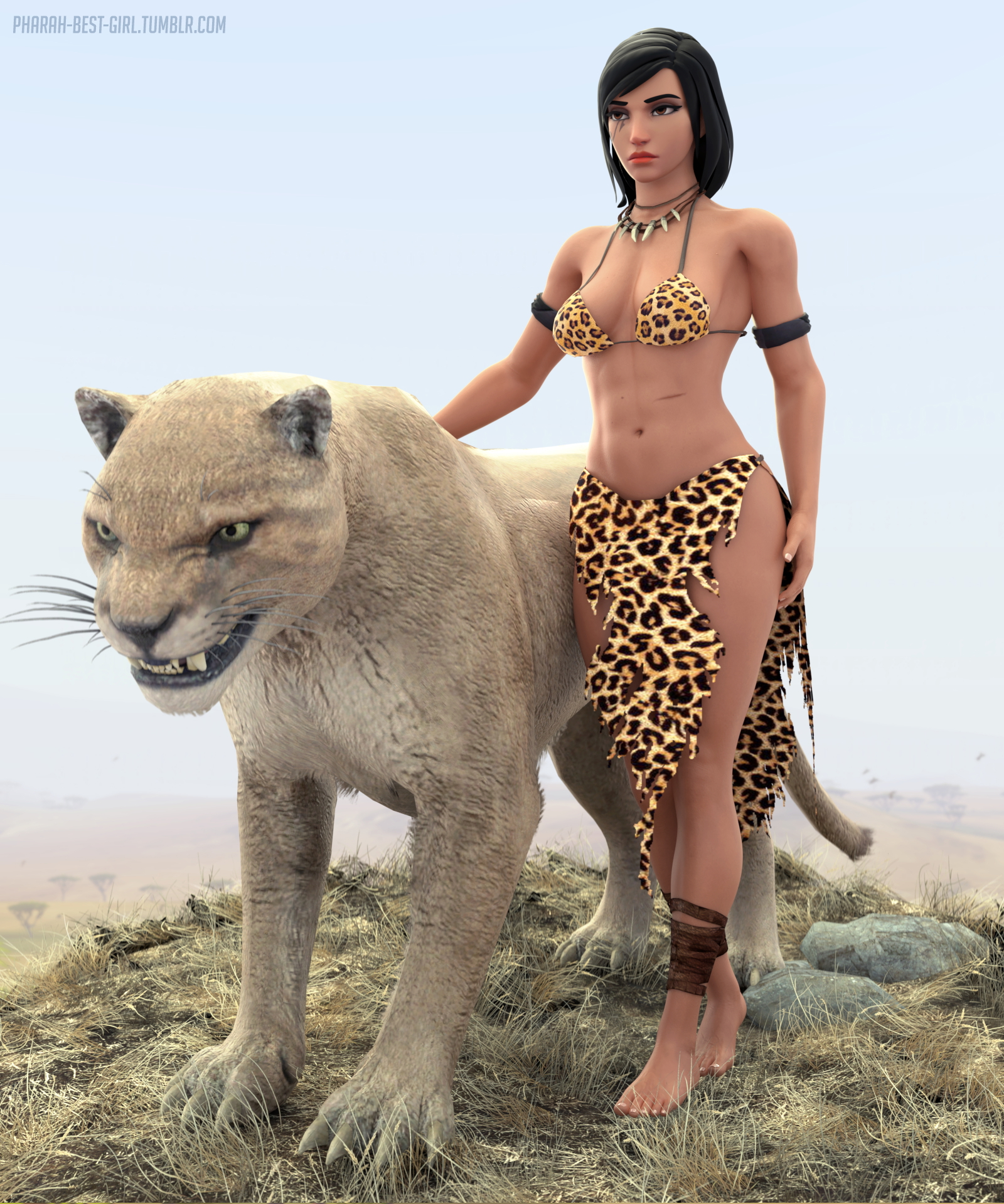 Queen of the jungle Pharah Overwatch 3d Porn Sexy Nude Boobs Nature