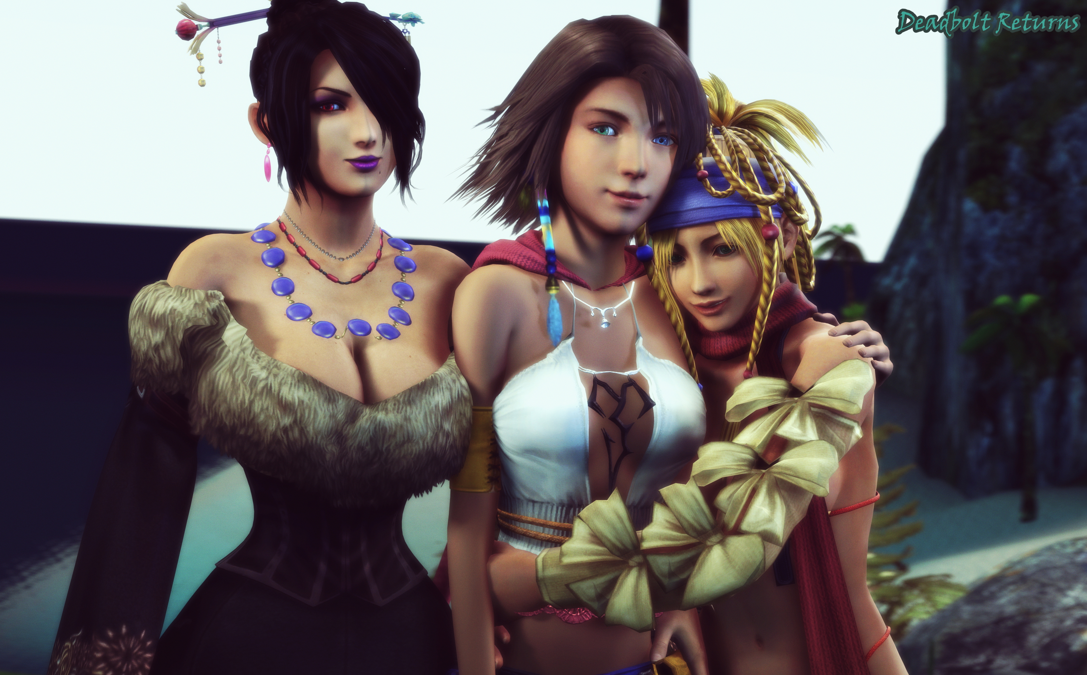 Yuna  Rikku  Lulu  3 on 1 (Final Fantasy X/X-2) Yuna Rikku Lulu (final Fantasy) Lulu Final Fantasy Final_fantasy_x Final Fantasy X-2 3d Porn 3dnsfw Sfm Source Filmmaker Cowgirl Cum Inside