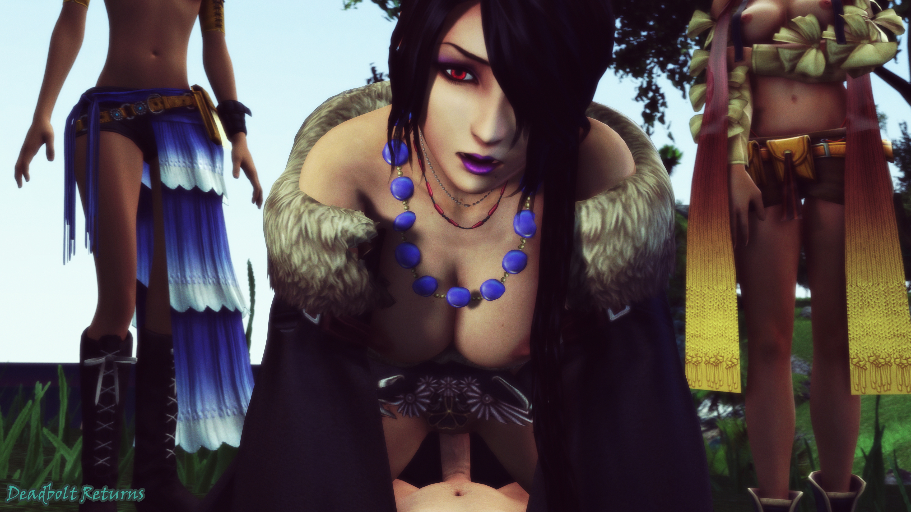 Yuna  Rikku  Lulu  3 on 1 (Final Fantasy X/X-2) Yuna Rikku Lulu (final Fantasy) Lulu Final Fantasy Final_fantasy_x Final Fantasy X-2 3d Porn 3dnsfw Sfm Source Filmmaker Cowgirl Cum Inside 12
