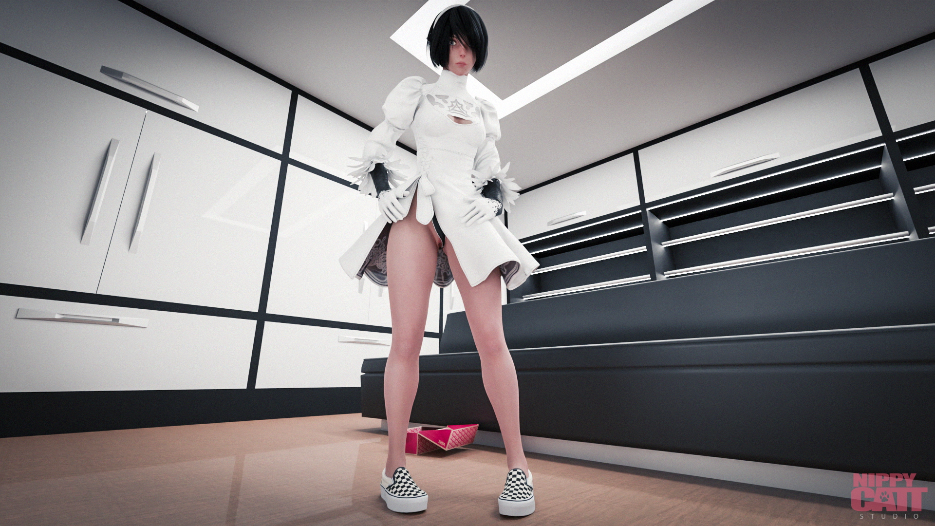2B New Shoes [NieR] 2b Yorha2b Yorha 2b Nier (series) Nier Automata Black Hair Naked Half Naked Fully Naked Nude Breasts Natural Breast Thighs Thick Thighs Vagina Pussy Feet Feet Fetish Foot Fetish Barefoot Foot Focus Shoes Sneakers Nail Polish Gloves